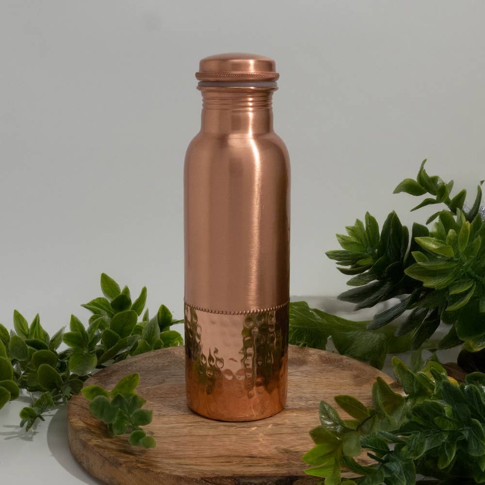 Pure Copper Water Bottle (Half Hammered)