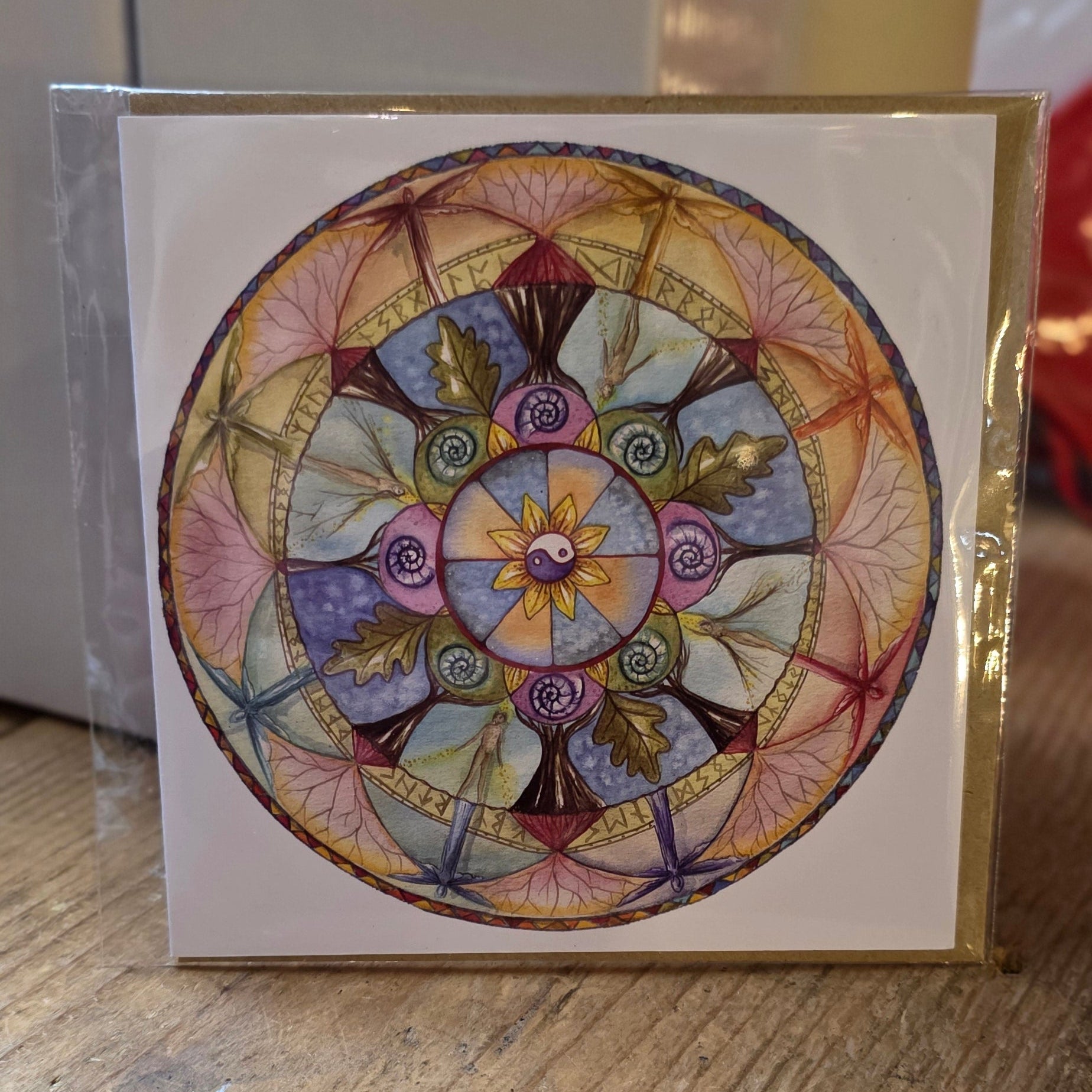 Yin Yang Oak Leaf Greeting Card