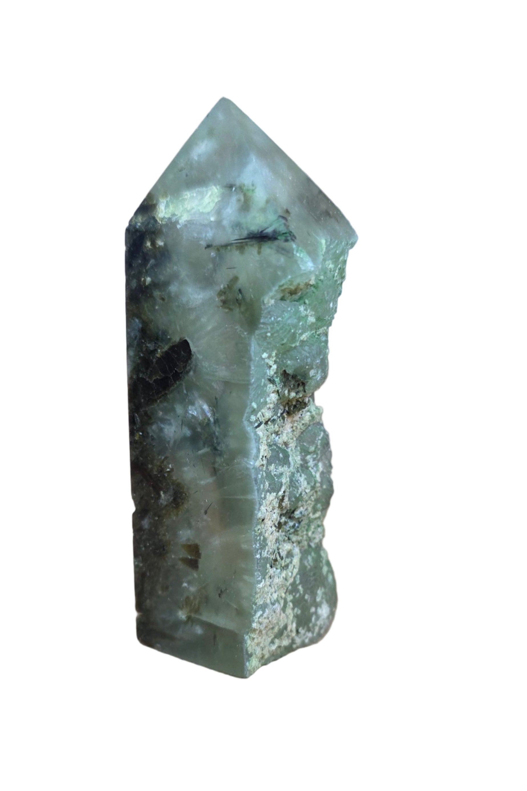 Half Polished Prehnite Tower