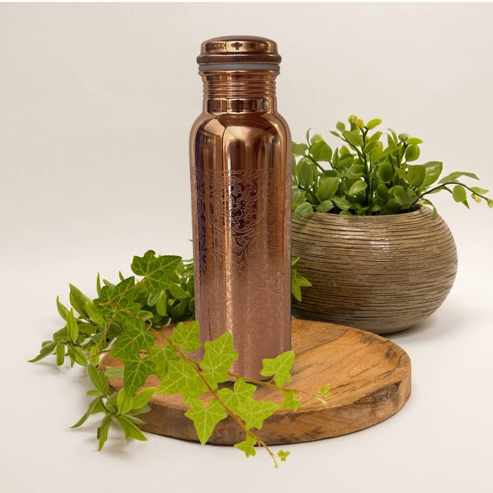 Pure Copper Water Bottle (Flower, 750ml)