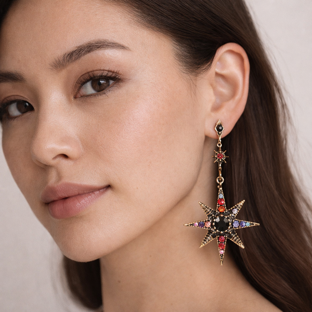 Star & Moon Drop Earrings (D1)