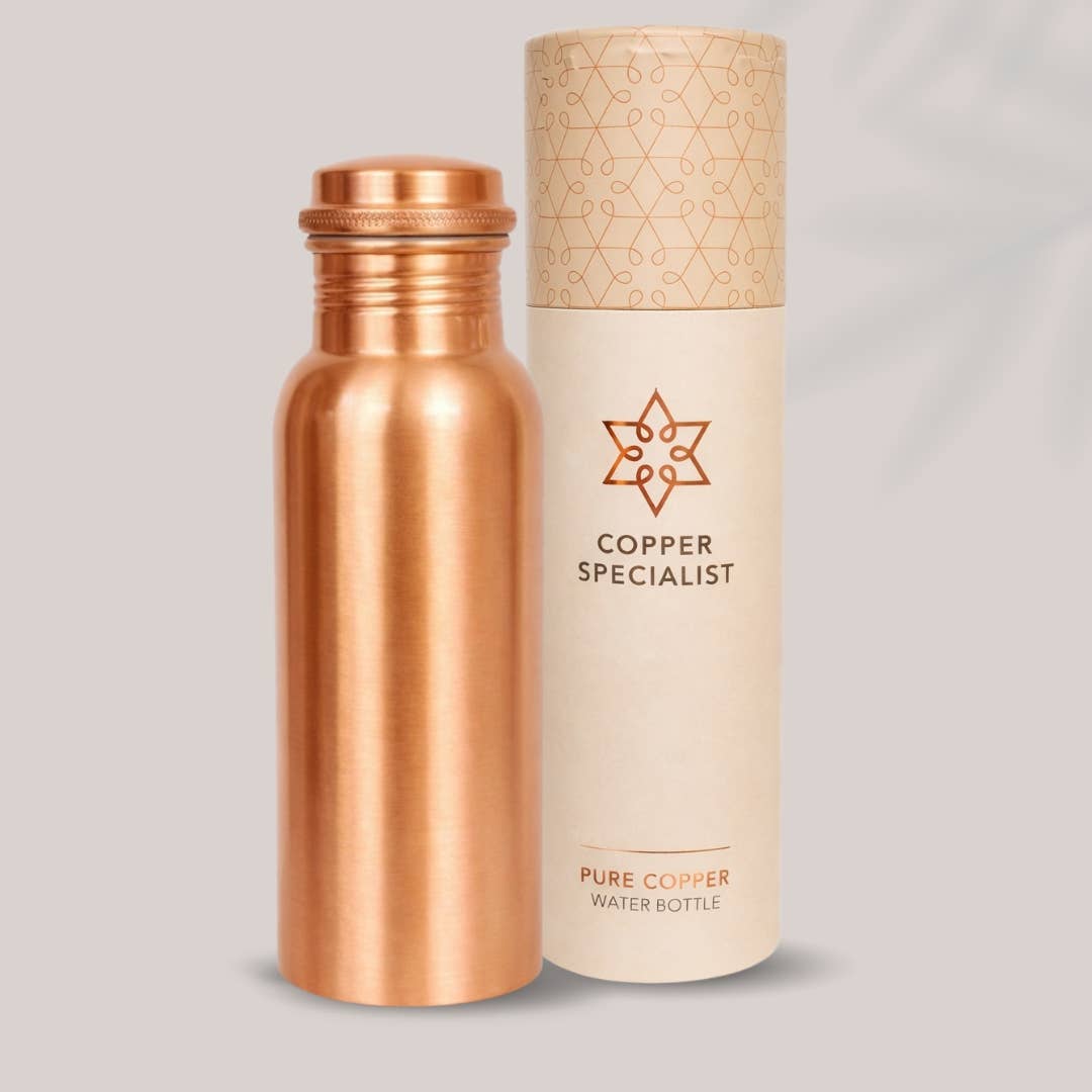 Pure Copper Water Bottle (Plain Matte, Heavy, 750ml)