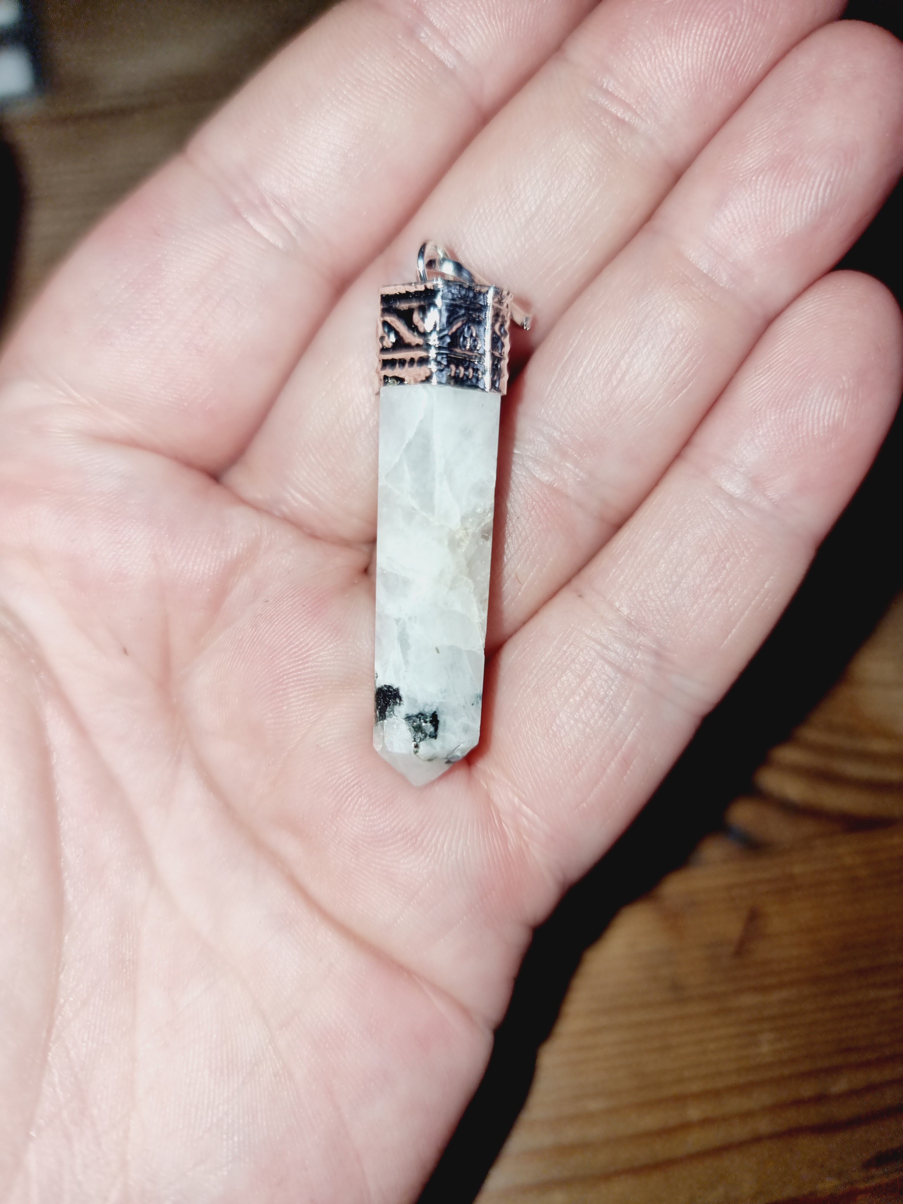 Rainbow Moonstone Point Pendant