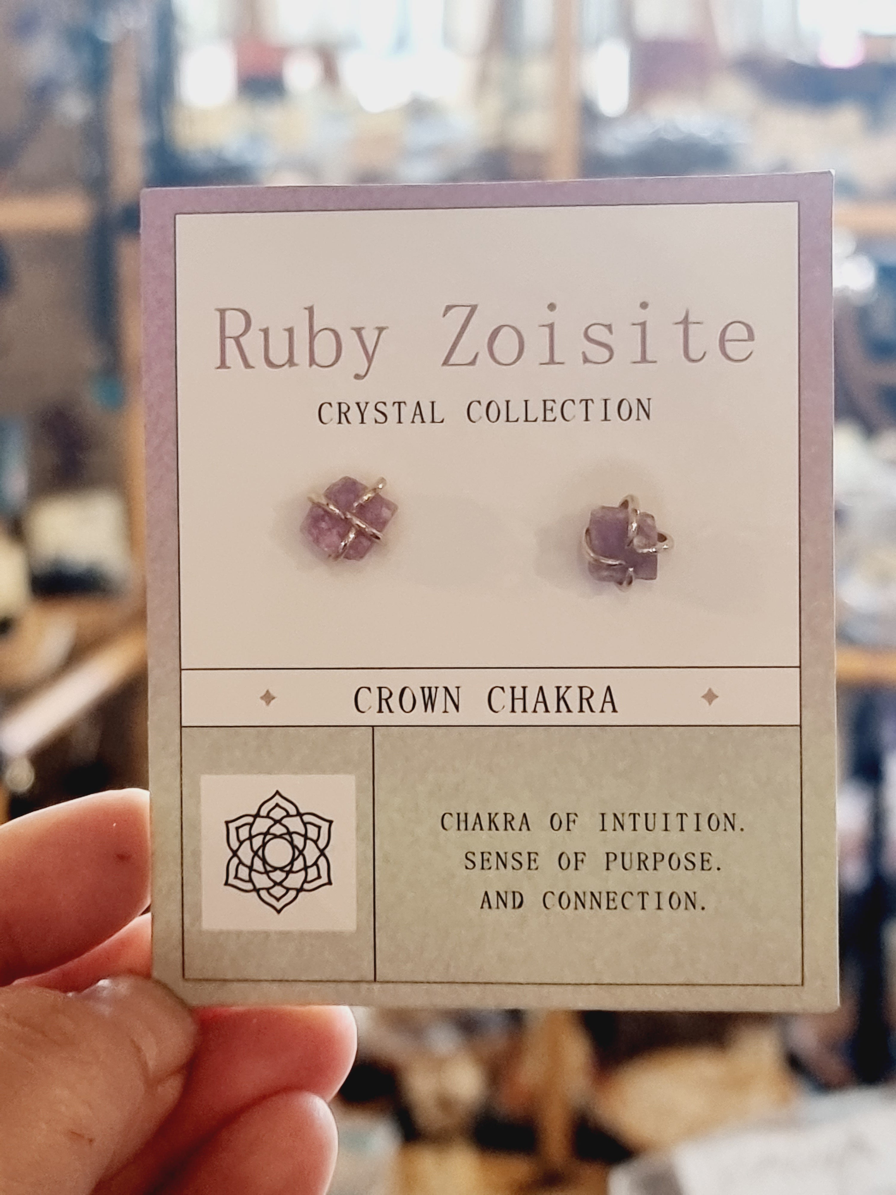 Ruby Zoisite Crown Chakra Earrings