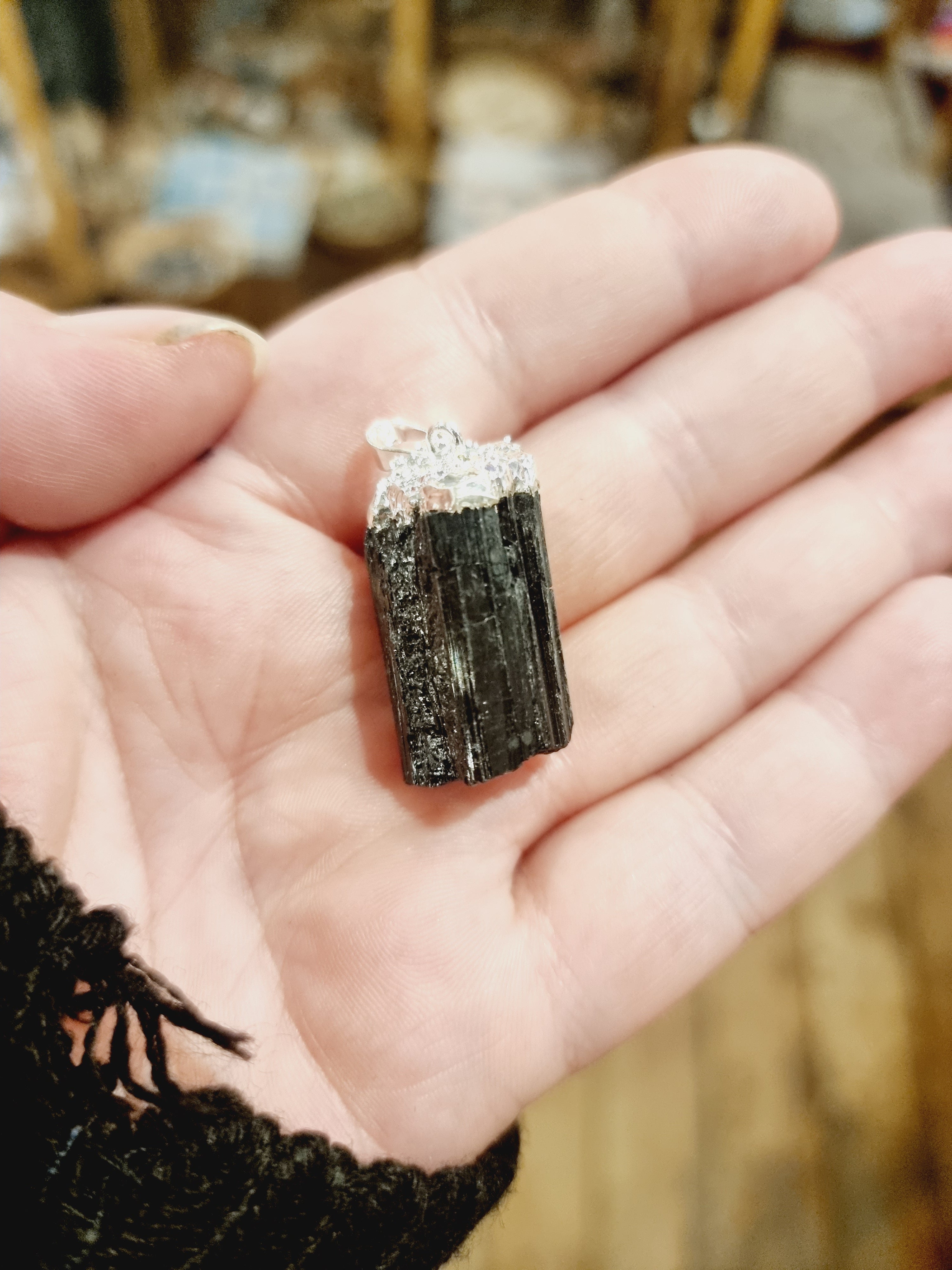 Black Tourmaline Pendant (Raw)