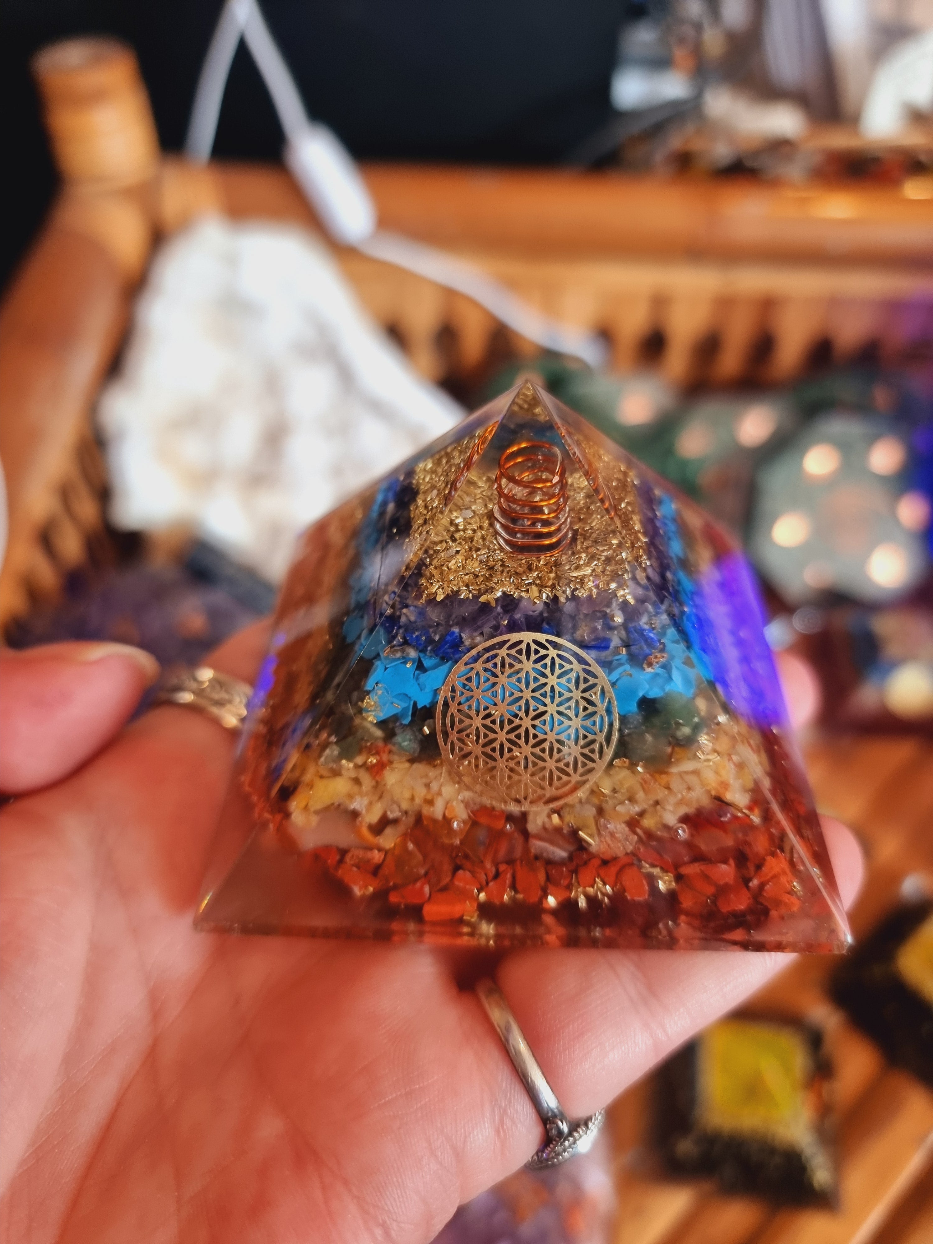 Seven Chakra Orgonite Pyramid