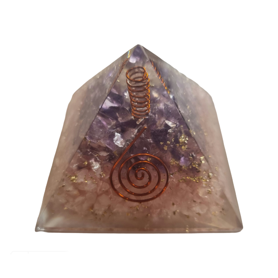 Amethyst & Rose Quartz Orgonite Pyramid