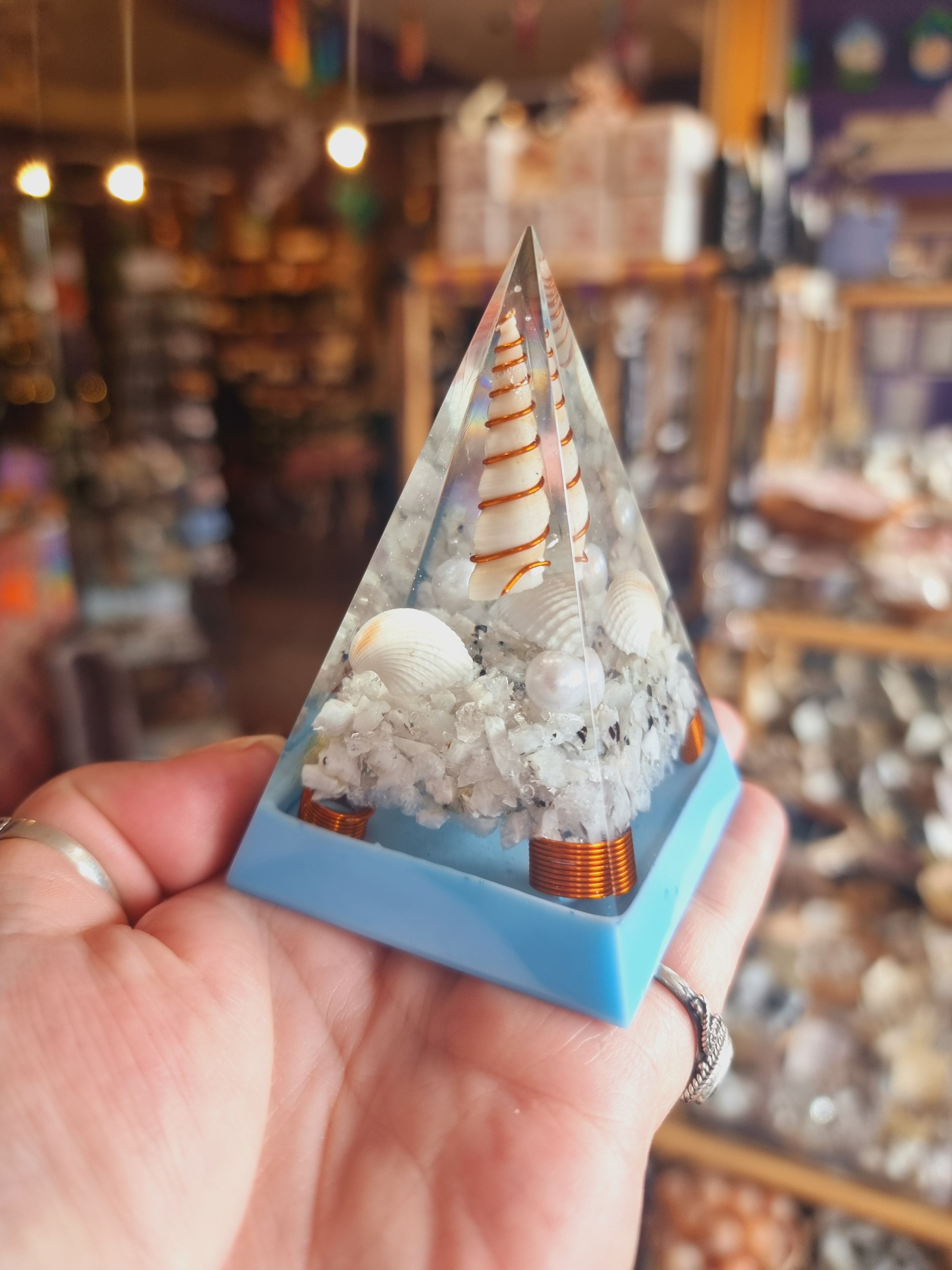 Rainbow Moonstone Orgonite Pyramid