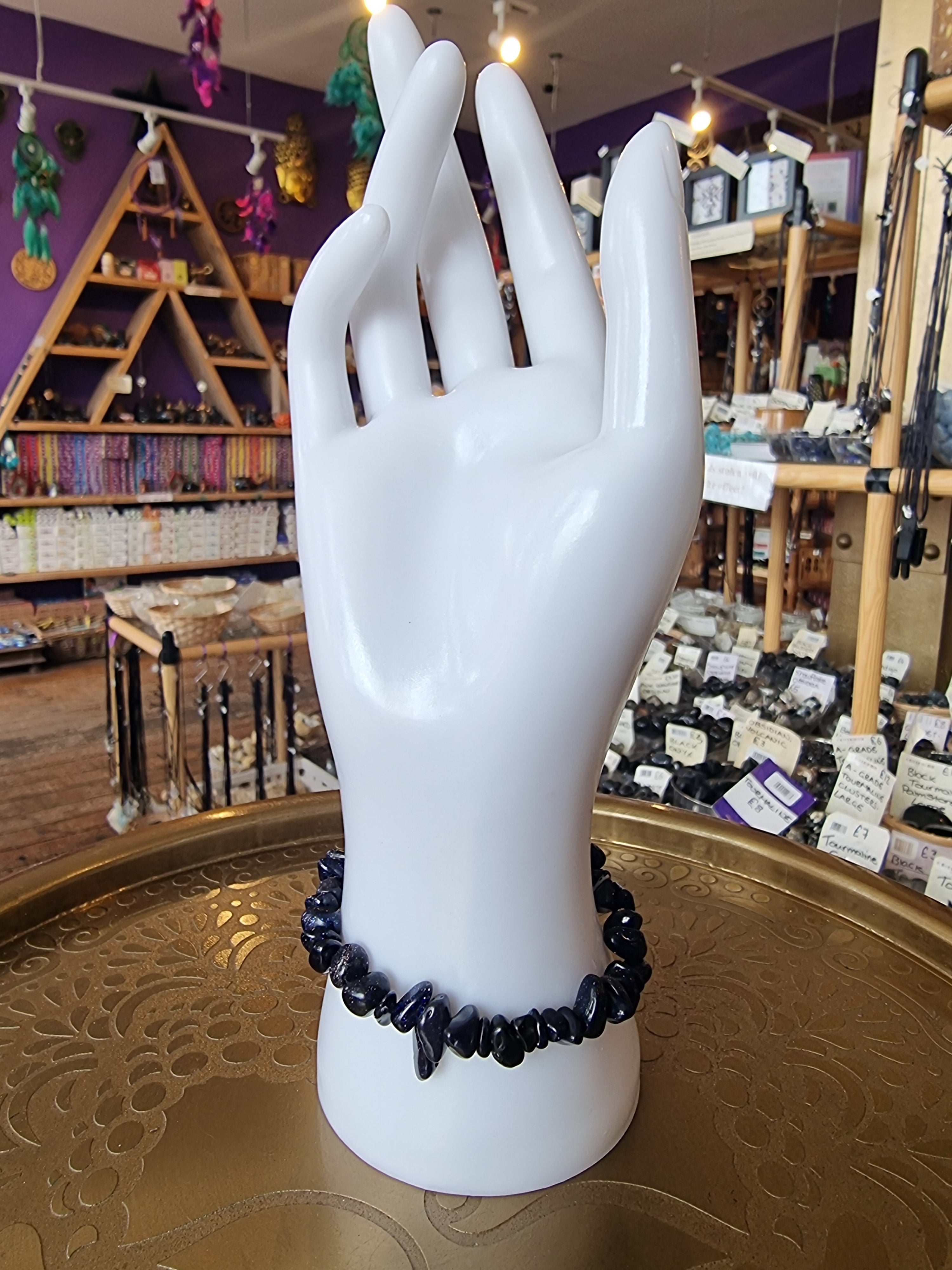 Blue Goldstone Chip Bracelet