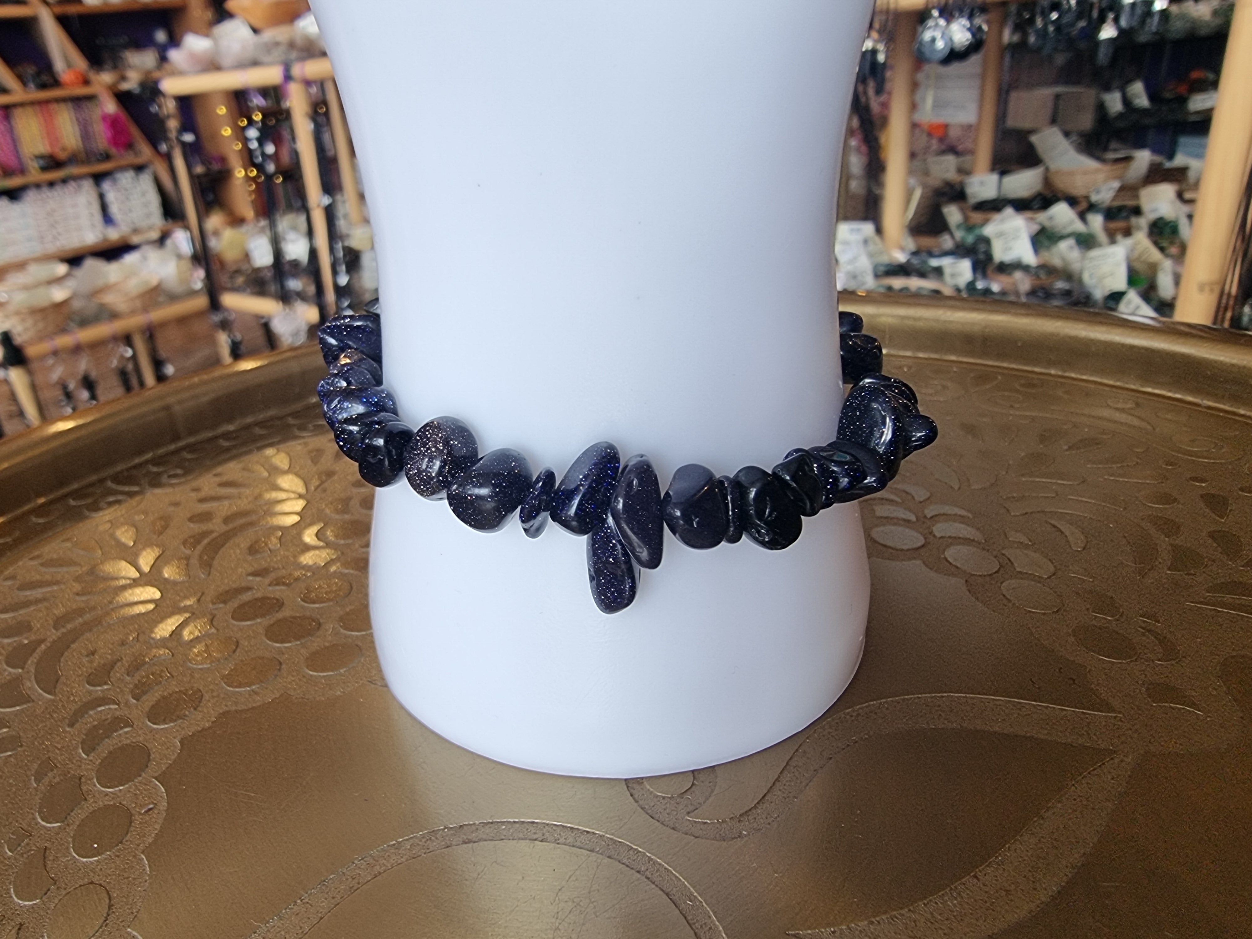 Blue Goldstone Chip Bracelet