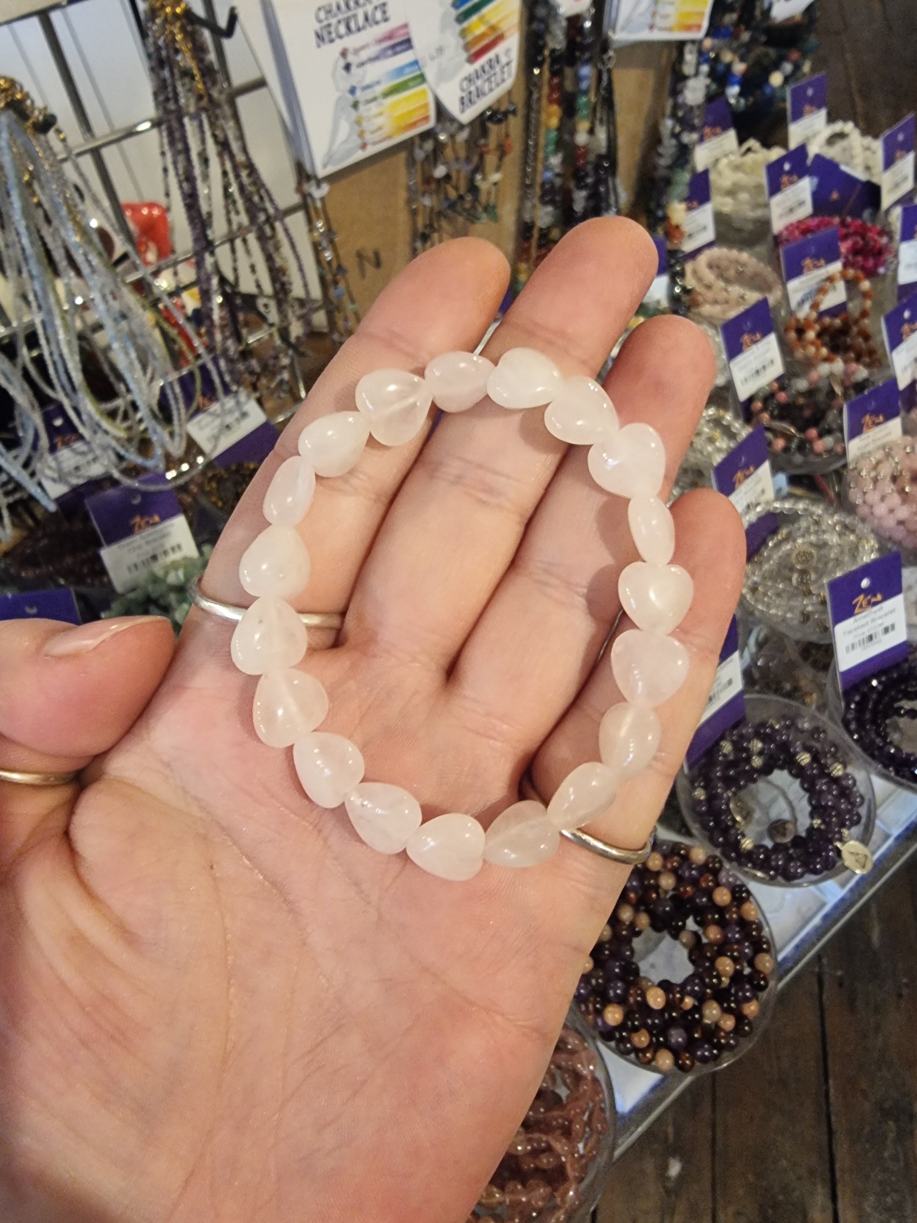 Rose Quartz Beaded Hearts Bracelet