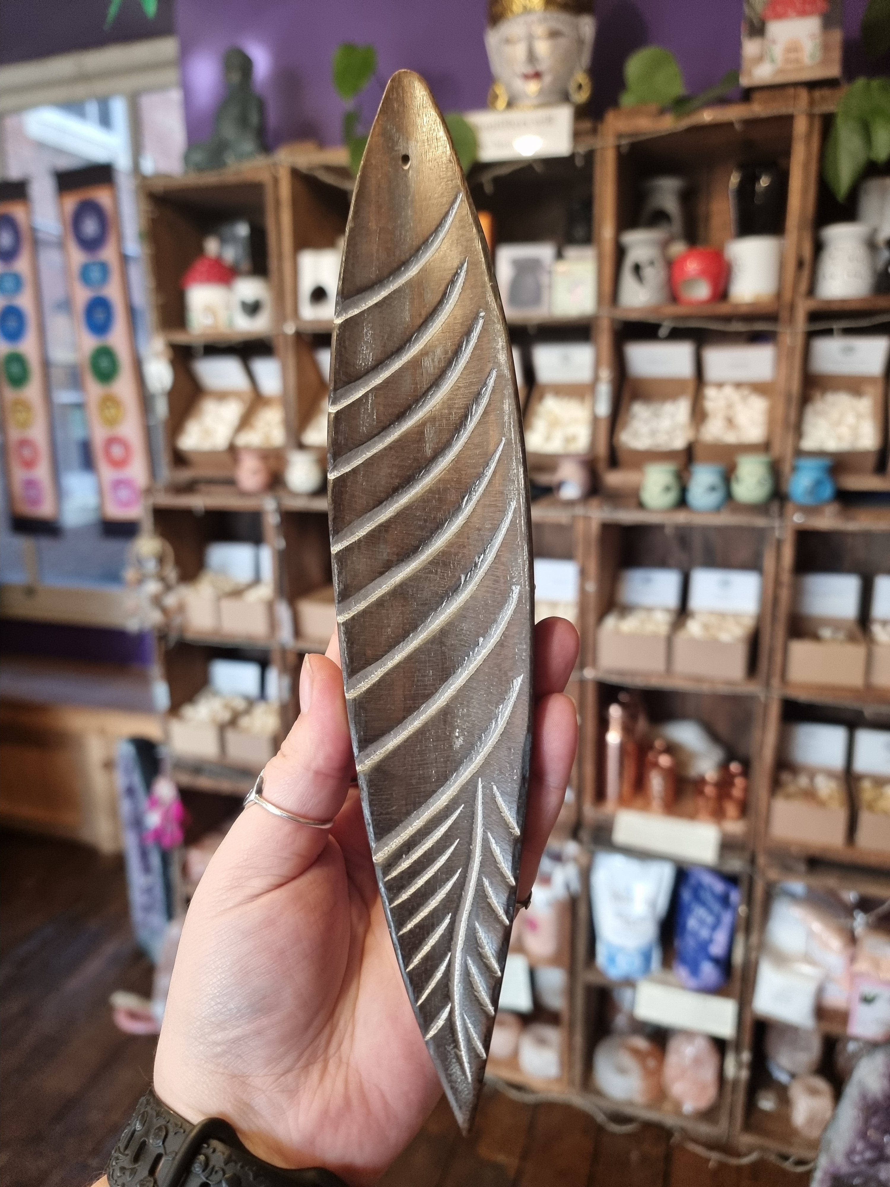 Leaf Wooden Incense Holder (Silver)