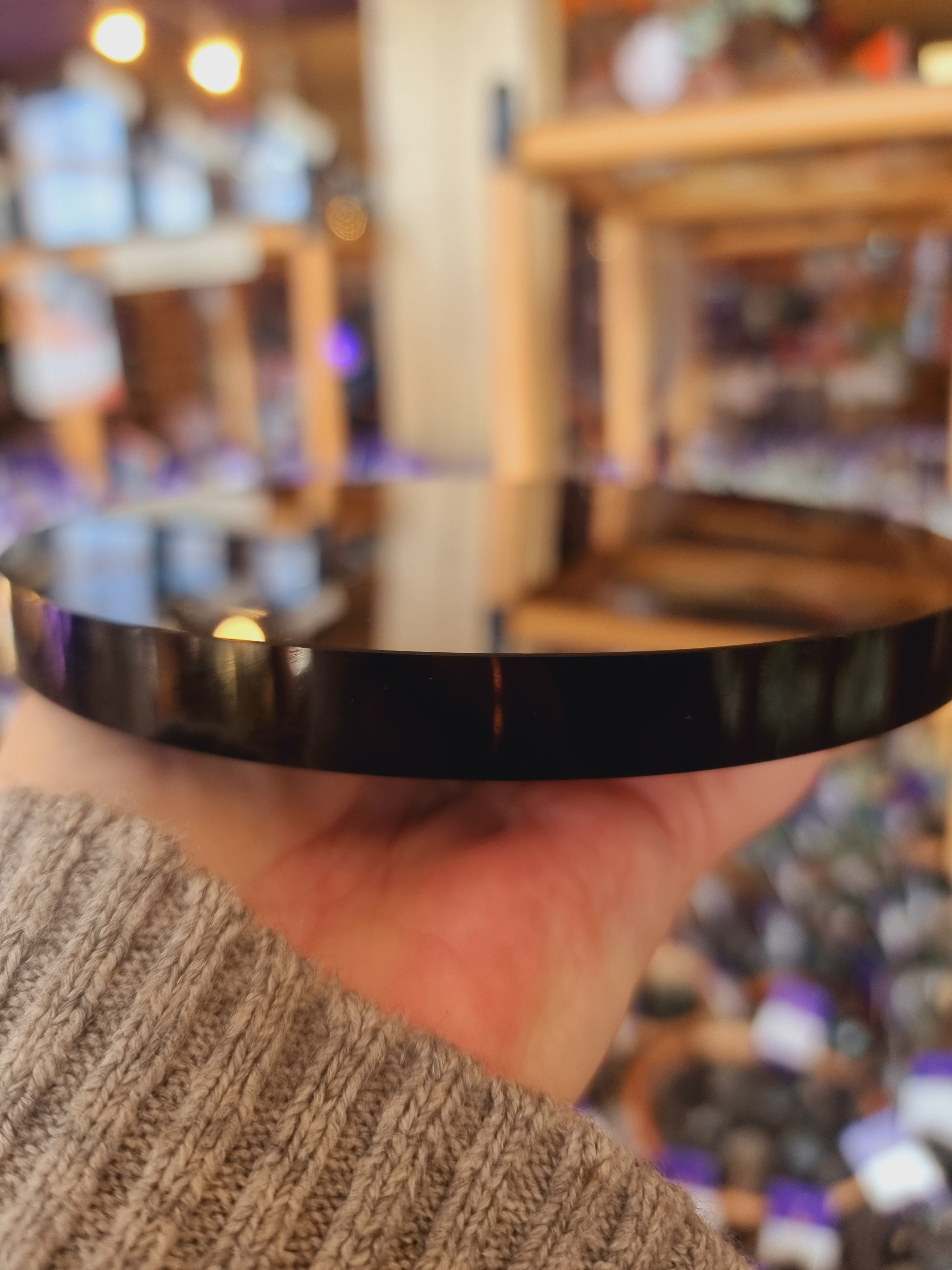 Black Obsidian Mirror with Stand (Medium)