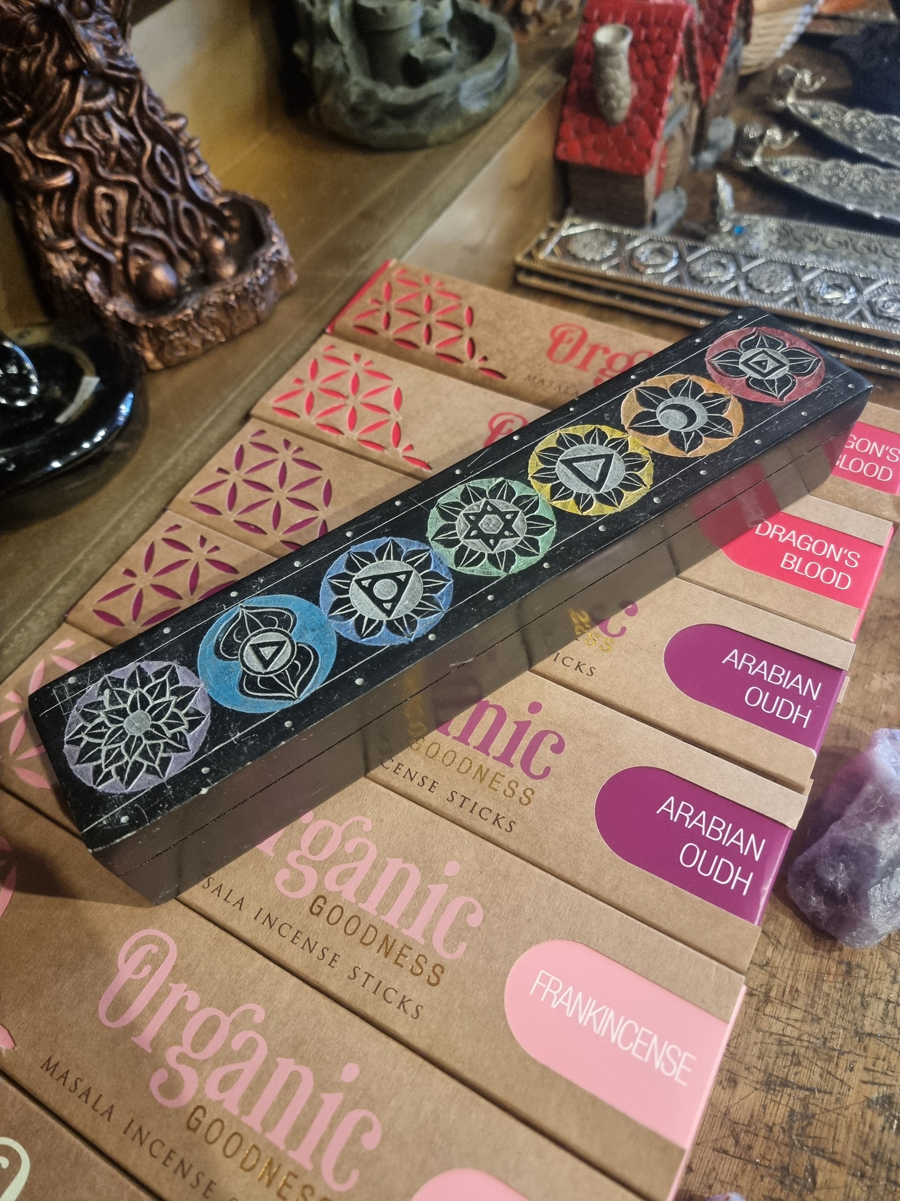 Chakra Soapstone Incense Box