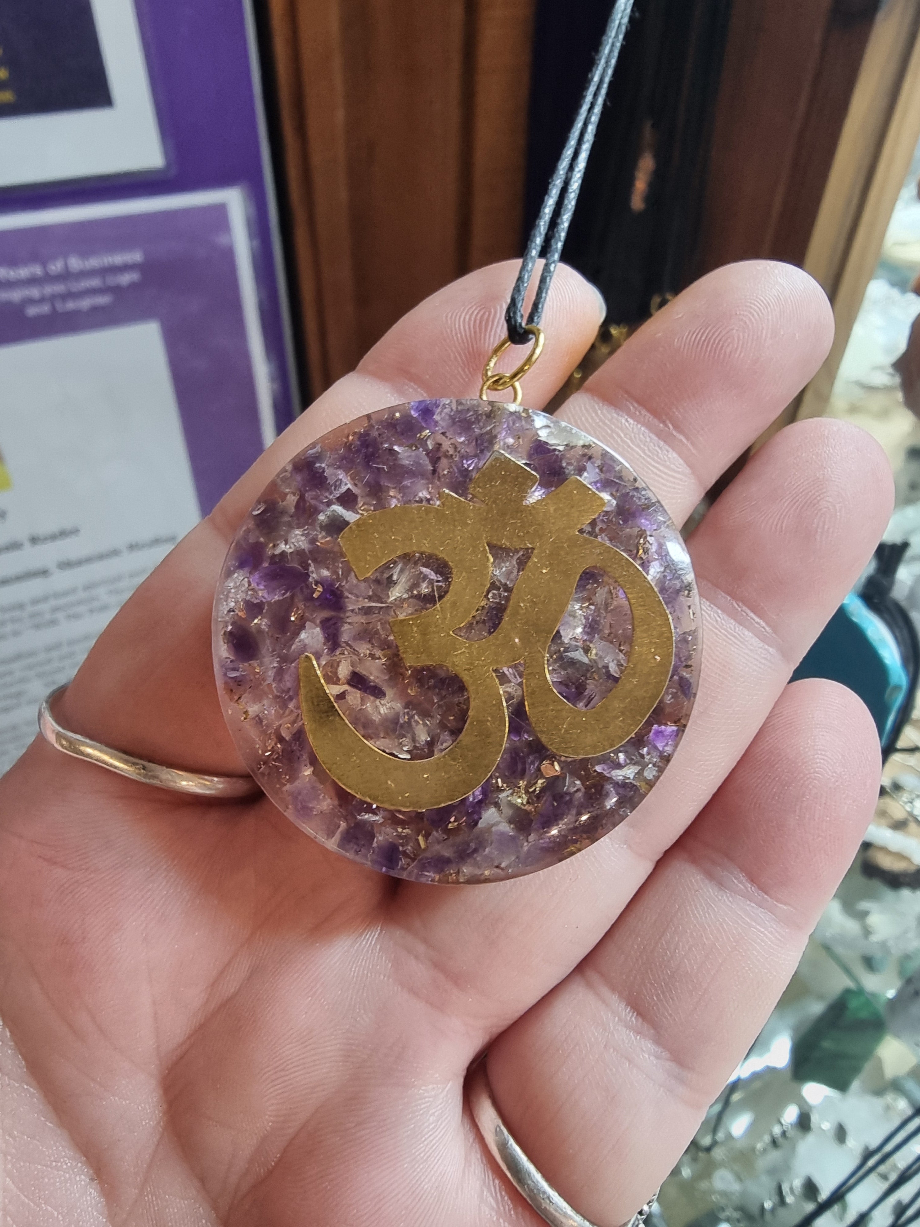Orgonite Amethyst Om Pendant