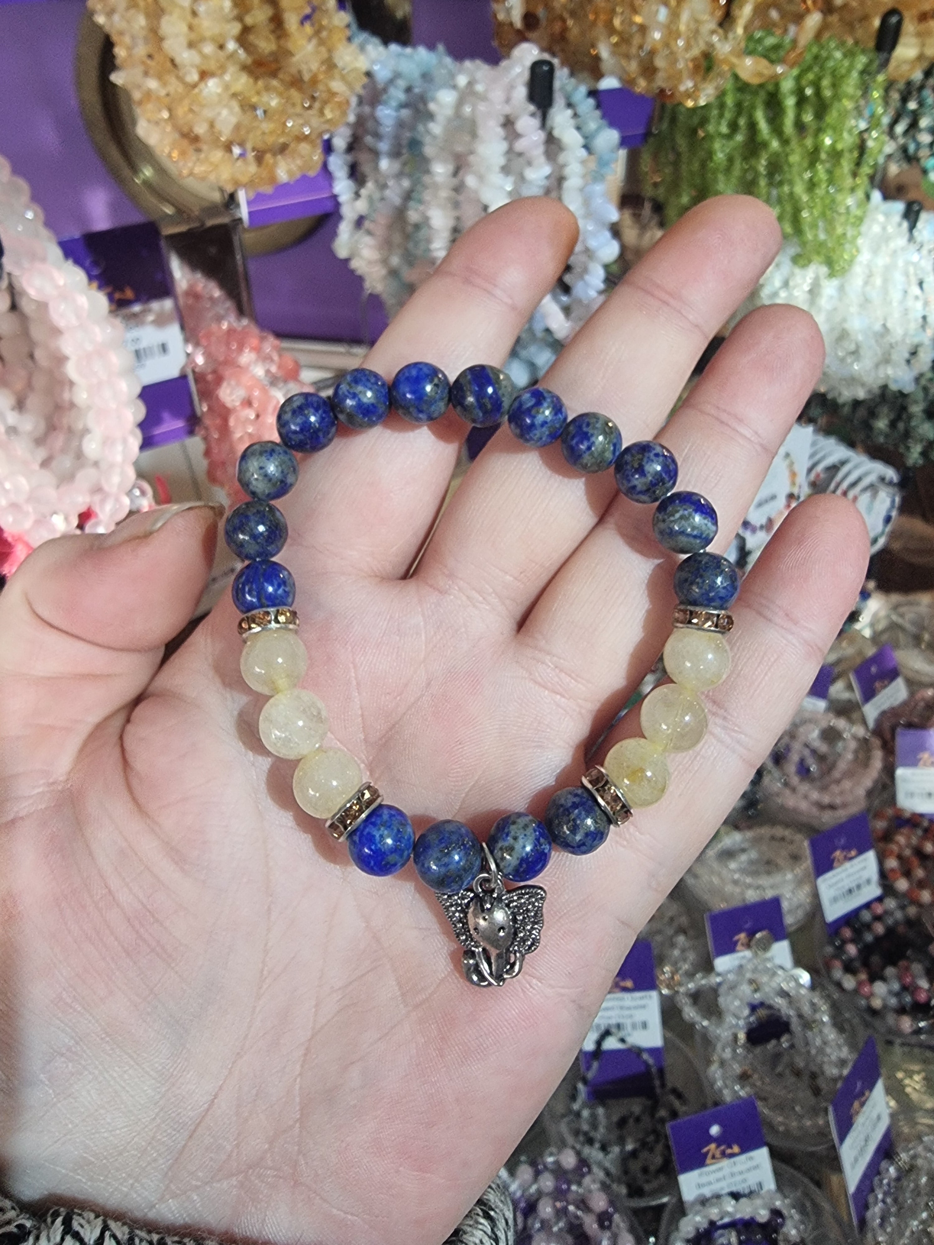 Lapis & Rutilated Quartz Bracelet