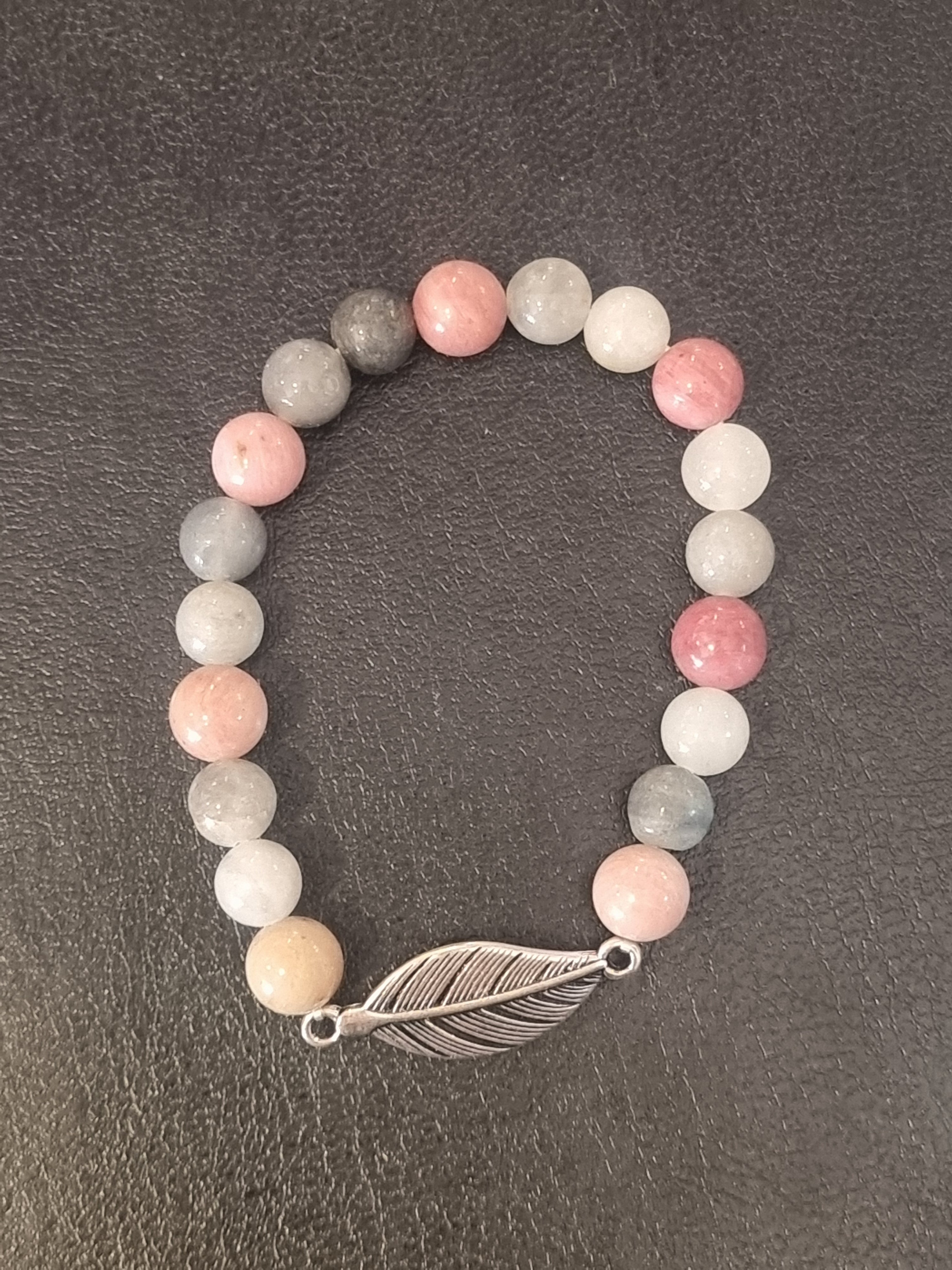 Rhodonite & Grey Quartz Bracelet