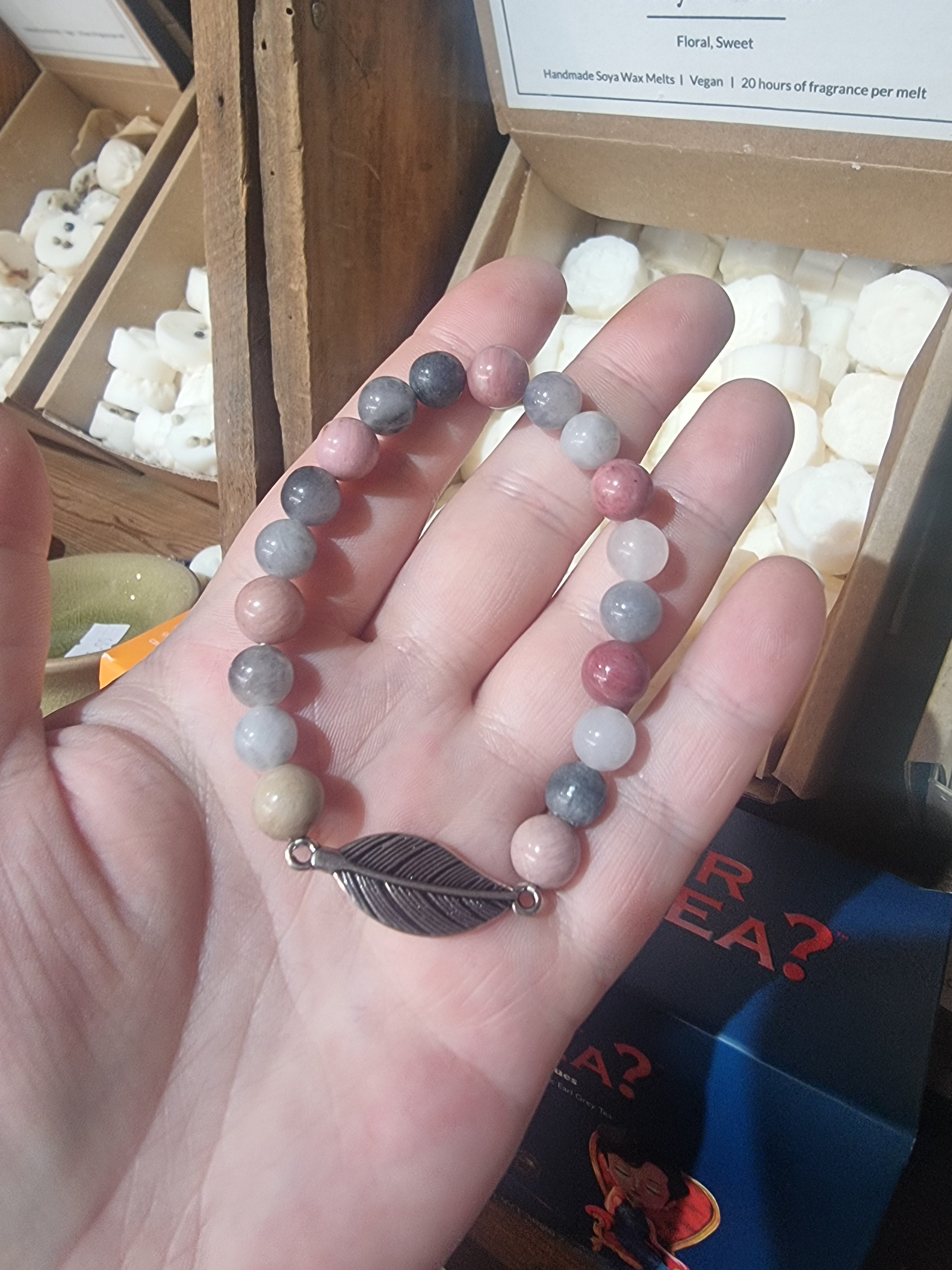Rhodonite & Grey Quartz Bracelet