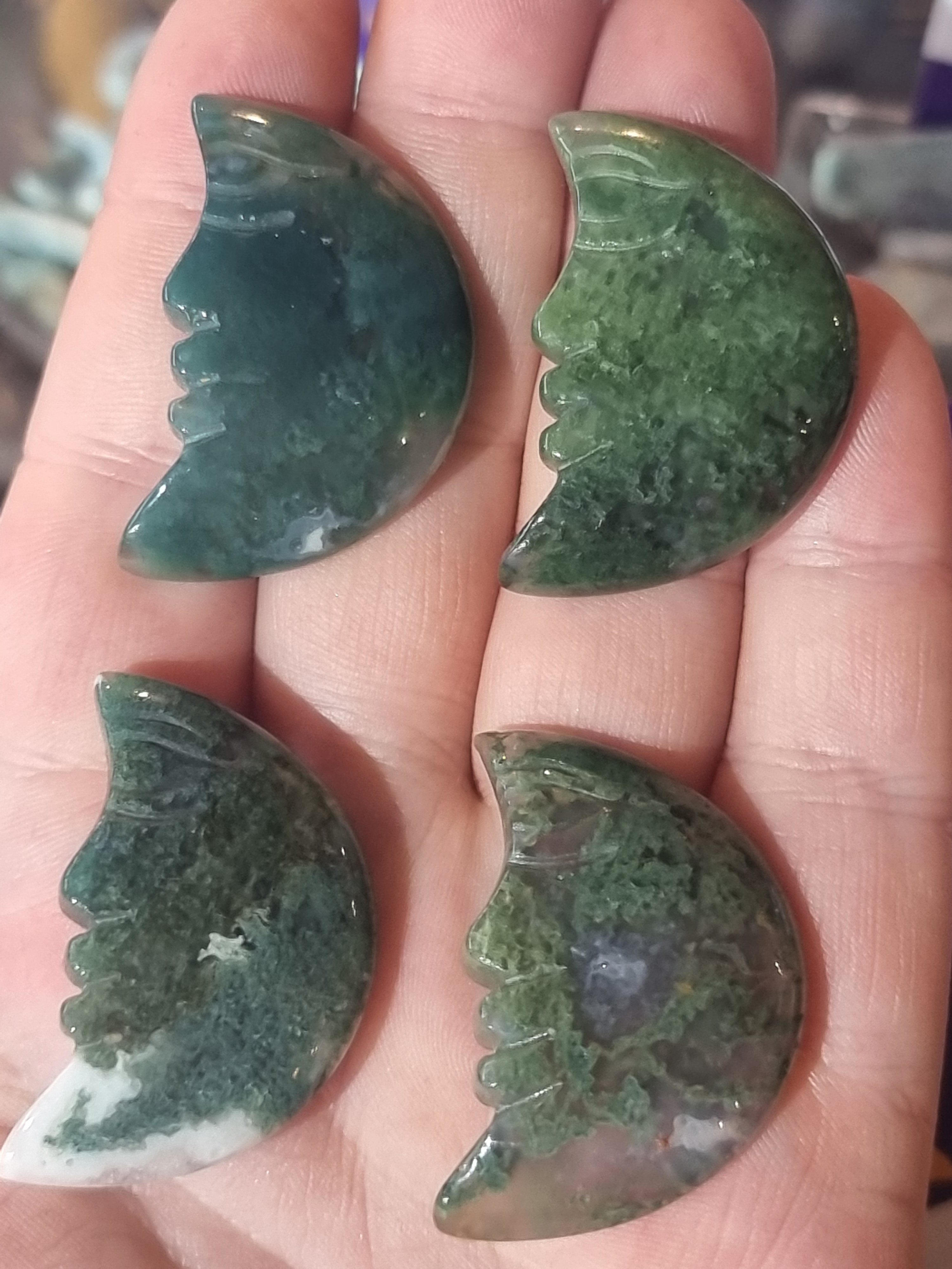 Green Moss Agate Moon