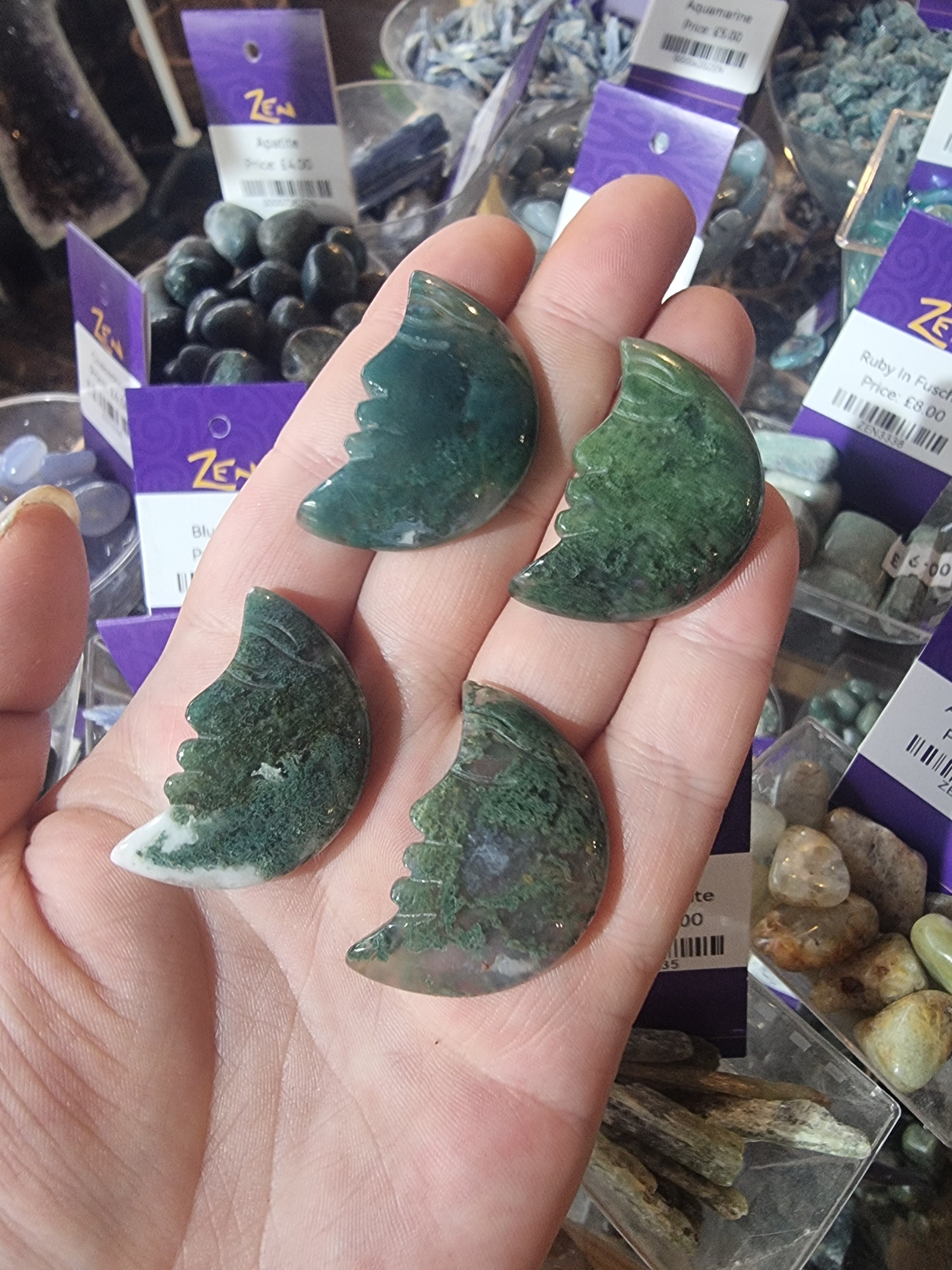 Green Moss Agate Moon