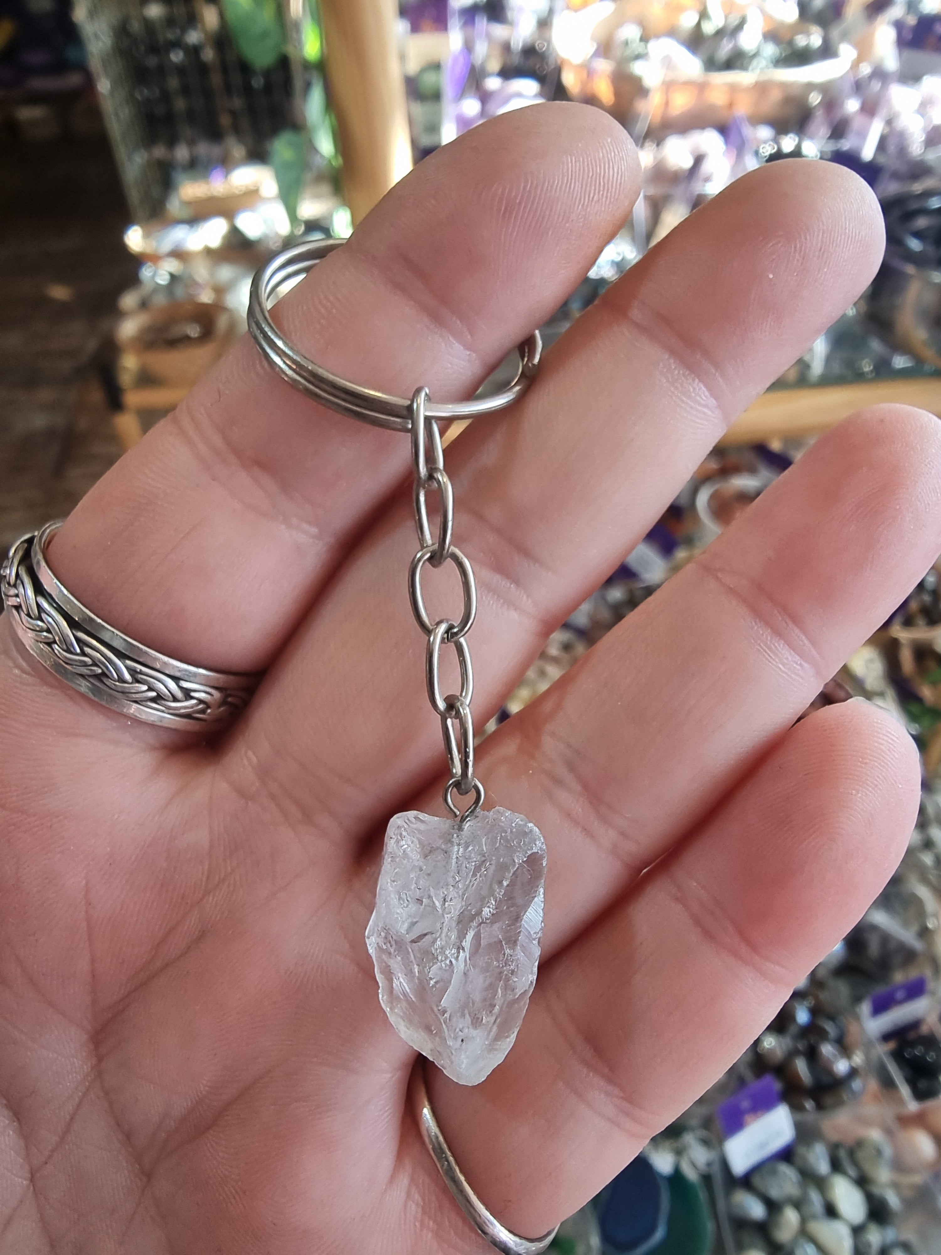 Mini Clear Quartz Keyring