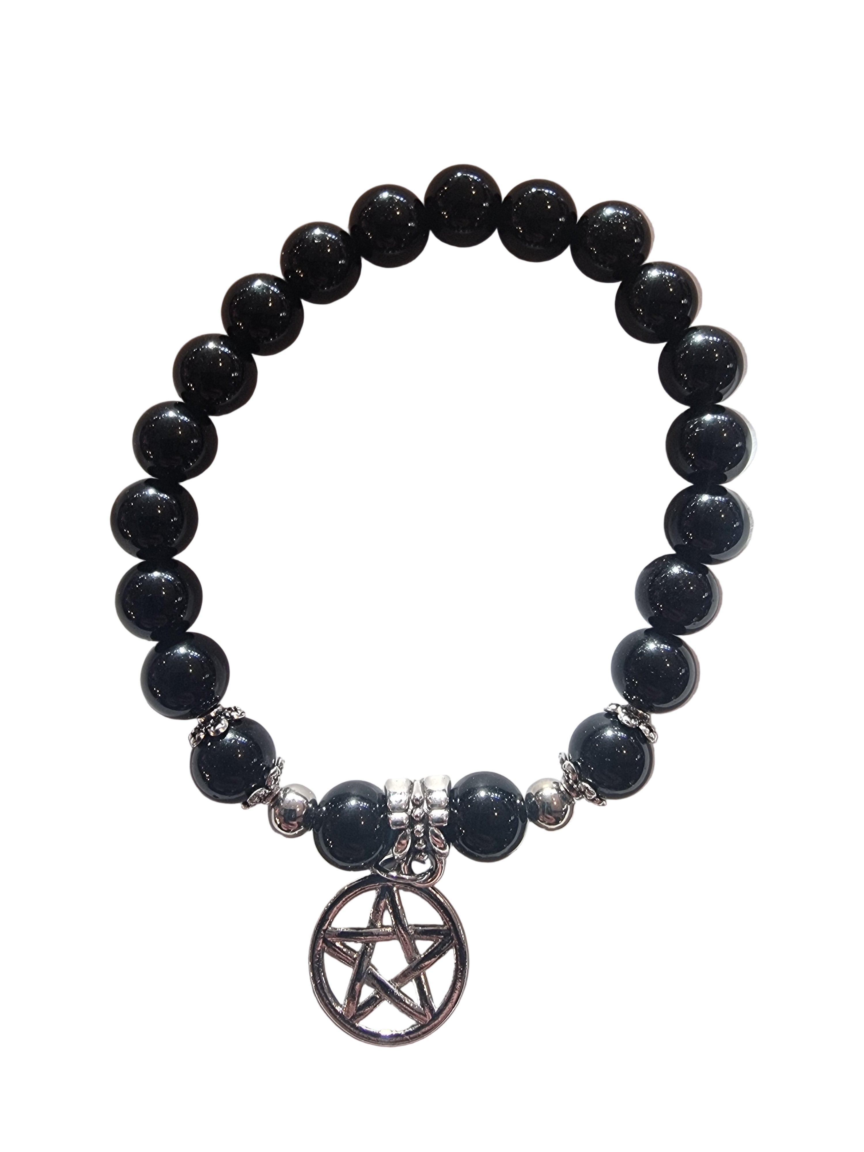 Obsidian Pentagram Bracelet