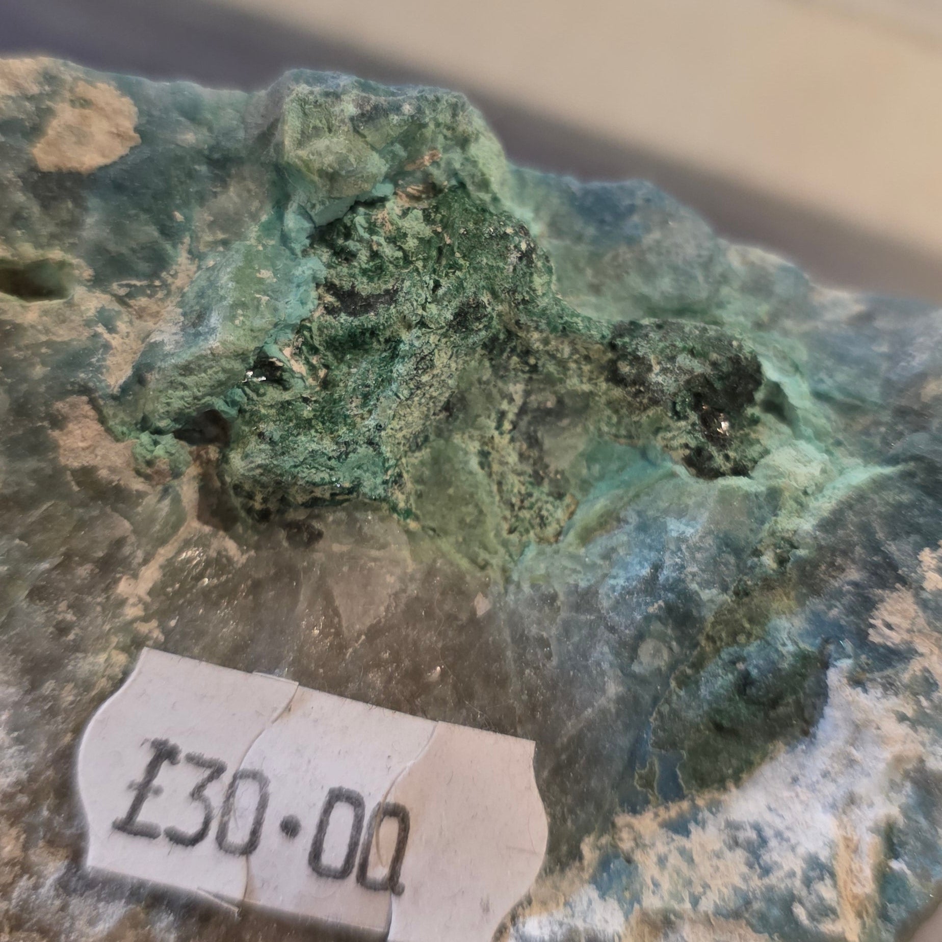 Dioptase on Smokey Quartz