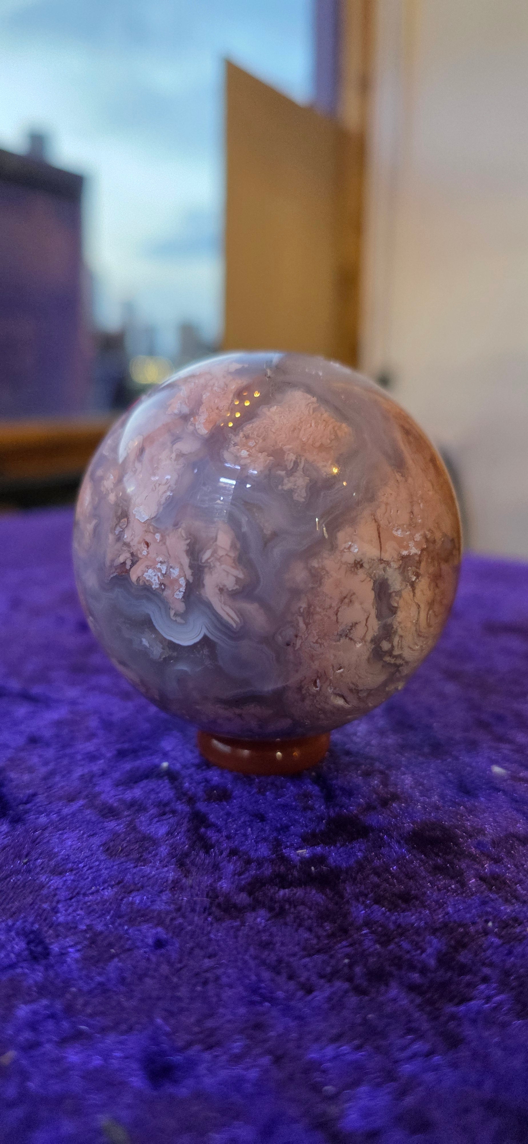 Cotton Candy Pink Agate Sphere