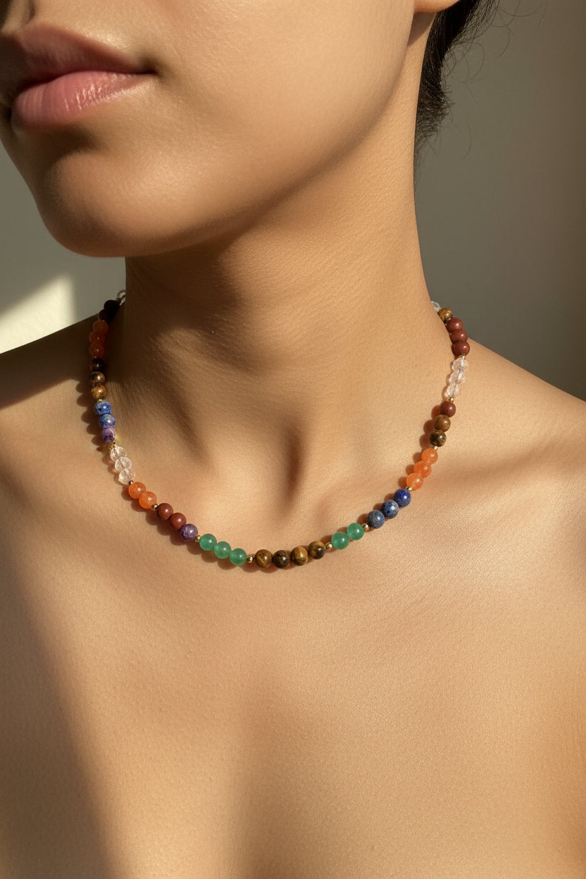 Chakra Beaded Necklace (Gold)