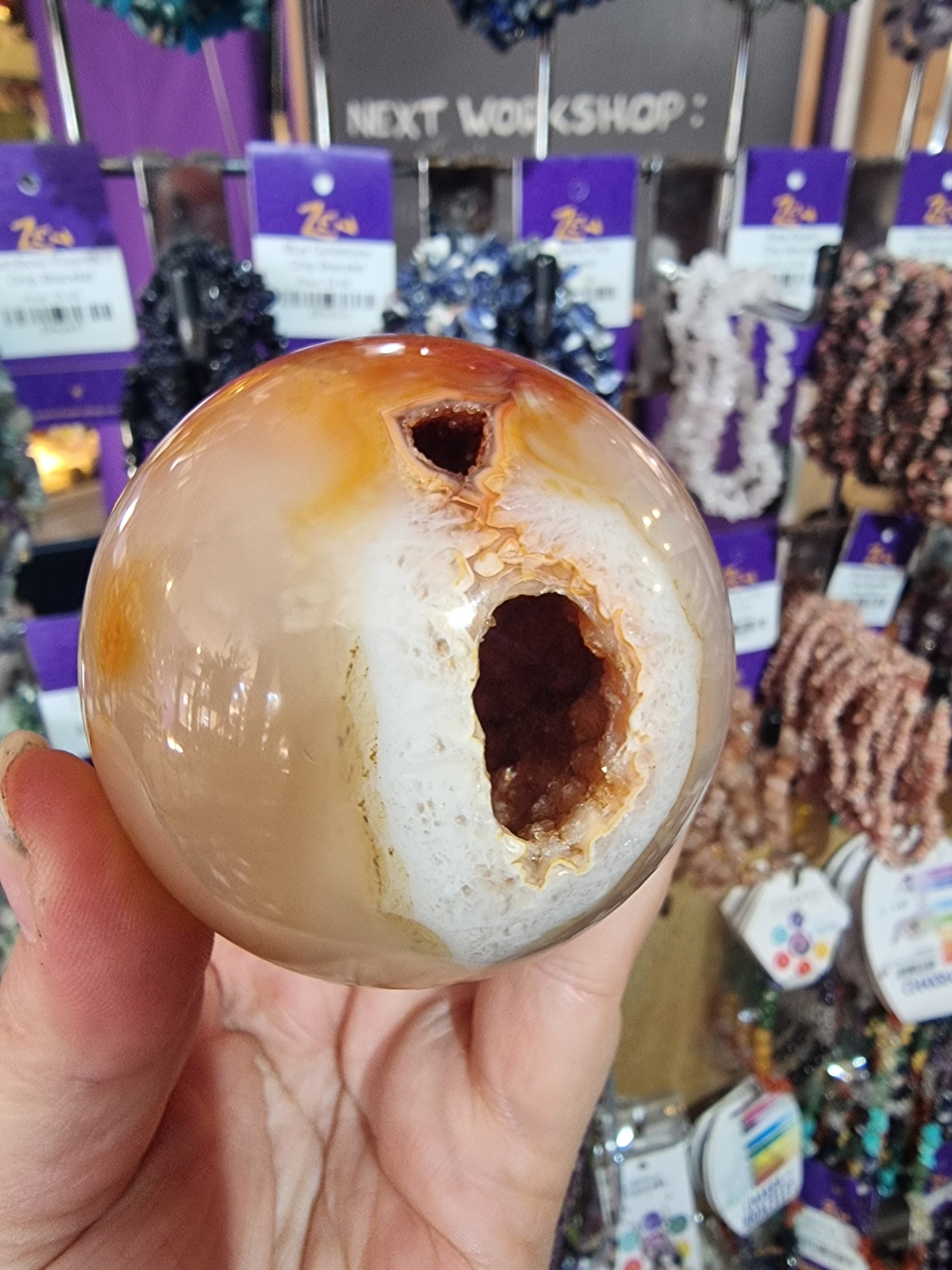 Carnelian Geode Sphere
