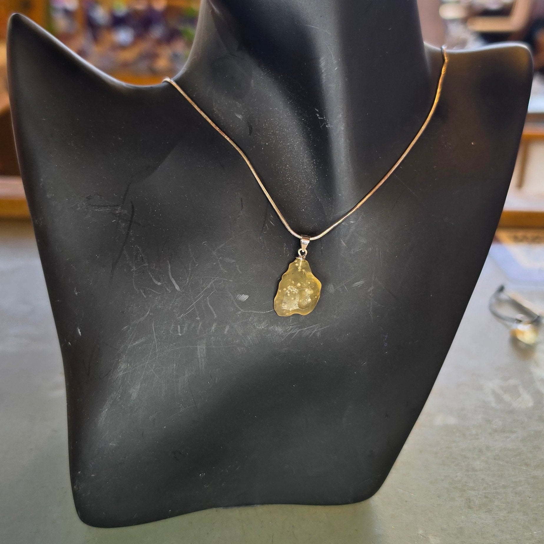 Silver Libyan Golden (Tektite) Pendants