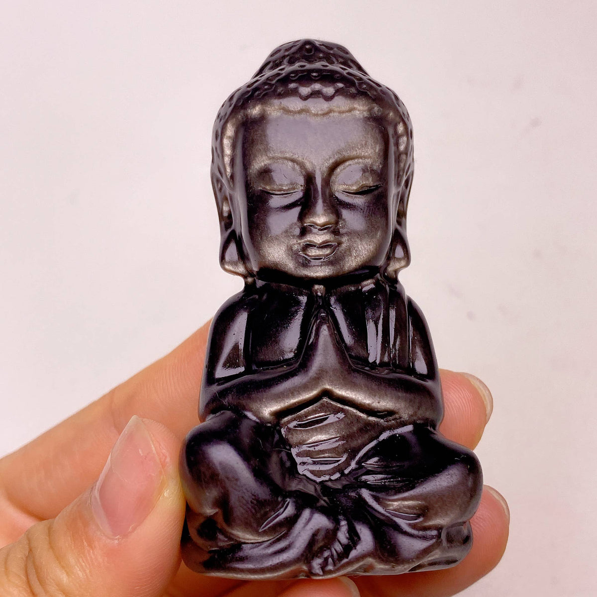 Silver Obsidian Buddha