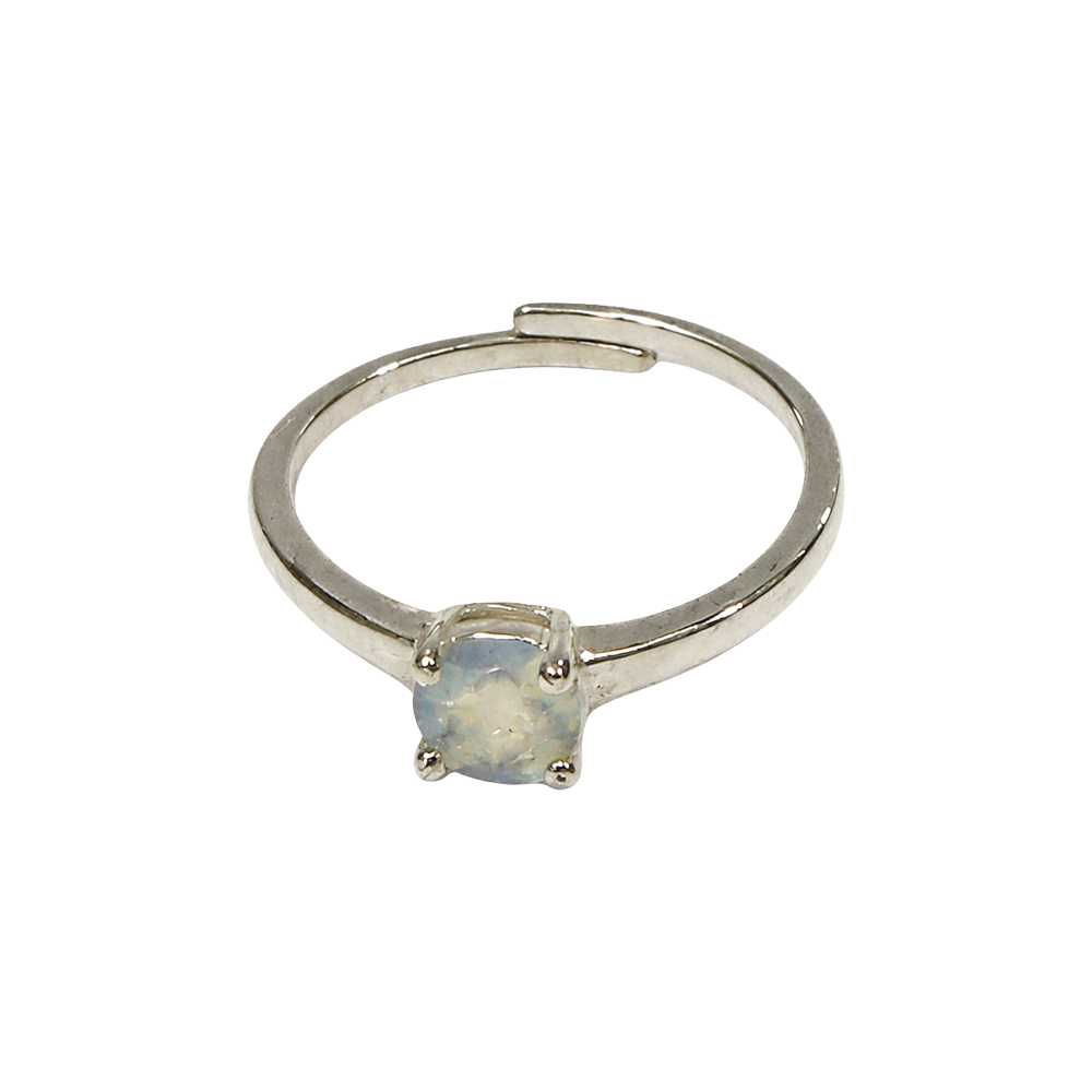 Opalite Silver-Plated Adjustable Ring