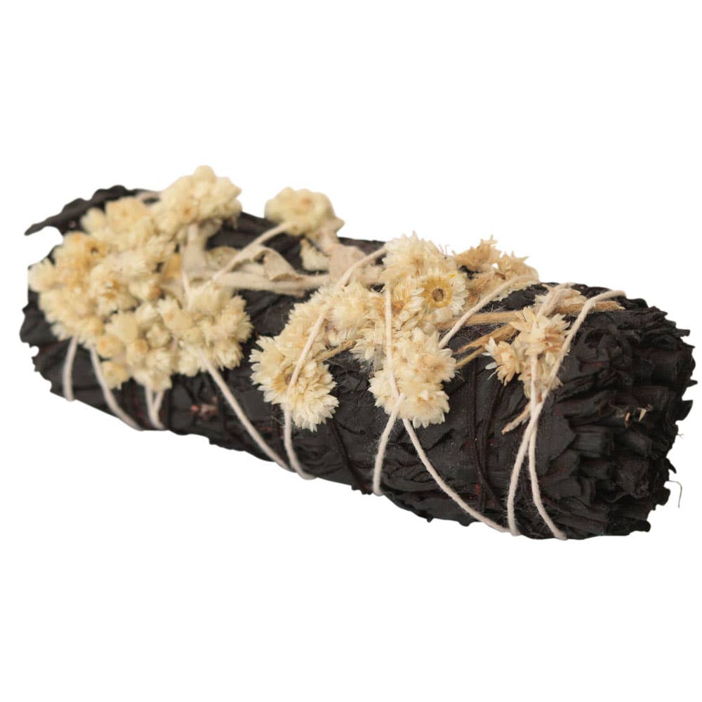 Black White Sage with Everlasting Flowers