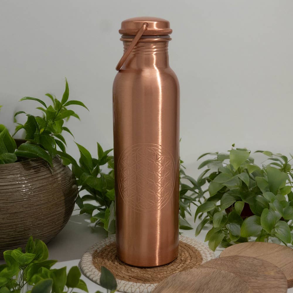 Pure Copper Water Bottle (Flower of Life)
