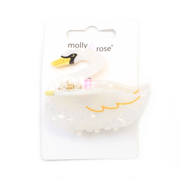 Pearlescent swan shaped clamp