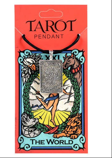 Set of six tarot pendant packages with colorful designs on a white background