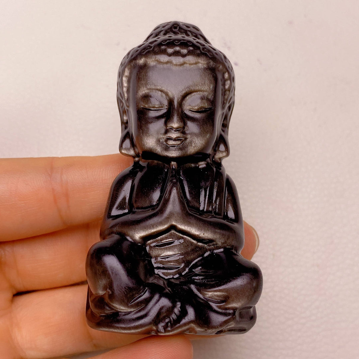 Silver Obsidian Buddha