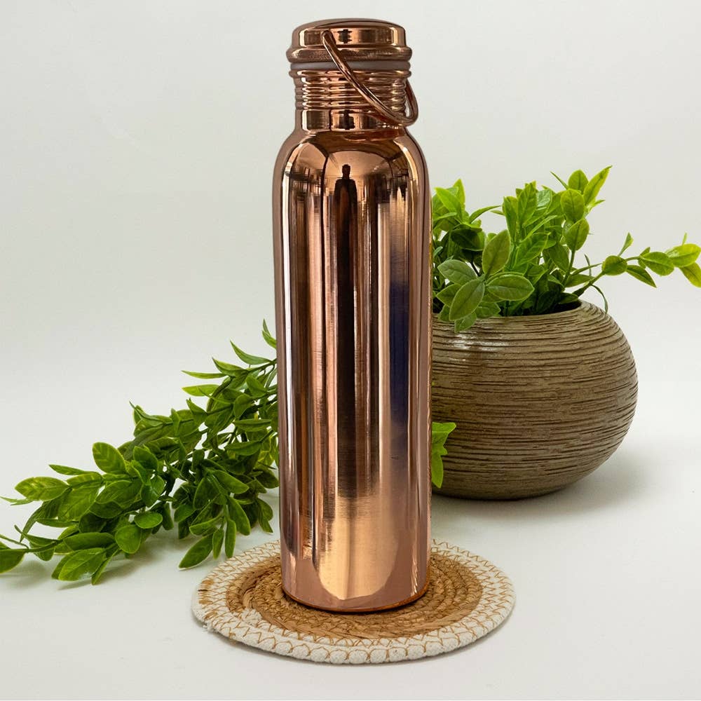 Pure Copper Water Bottle (Polished with handle, 950ml)