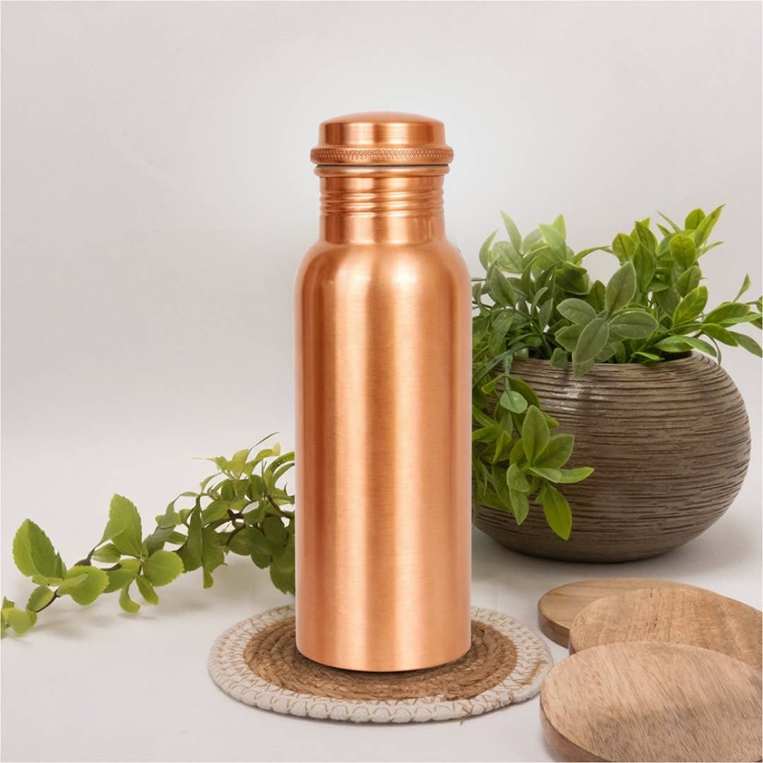 Pure Copper Water Bottle (Plain Matte, Heavy, 750ml)