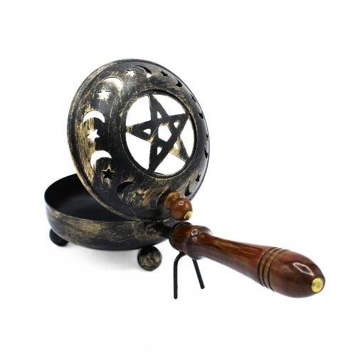 Incense Pan with Mango Wood Handle - Pentagram