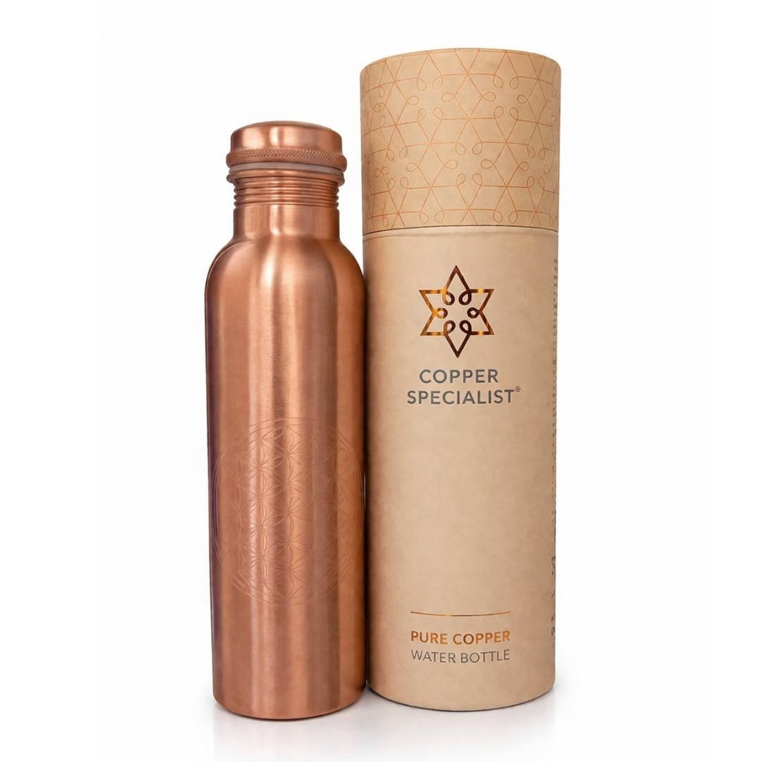Pure Copper Water Bottle (Flower of Life, 1L)
