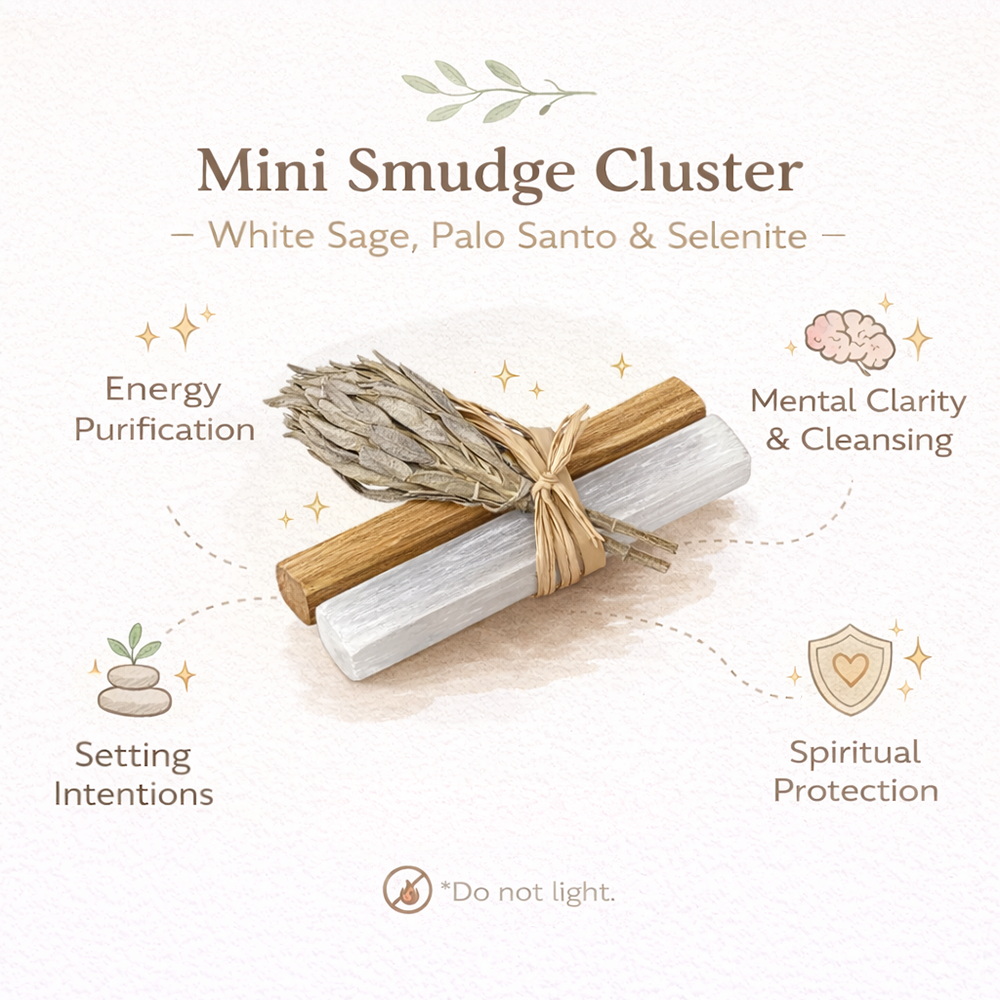 Mini Smudge Cluster (White Sage, Palo Santo & Selenite)