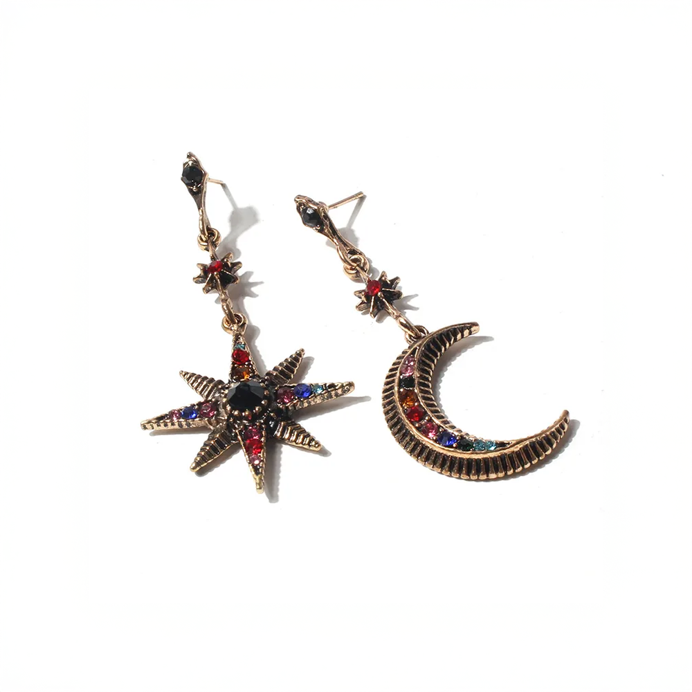 Star & Moon Drop Earrings (D1)