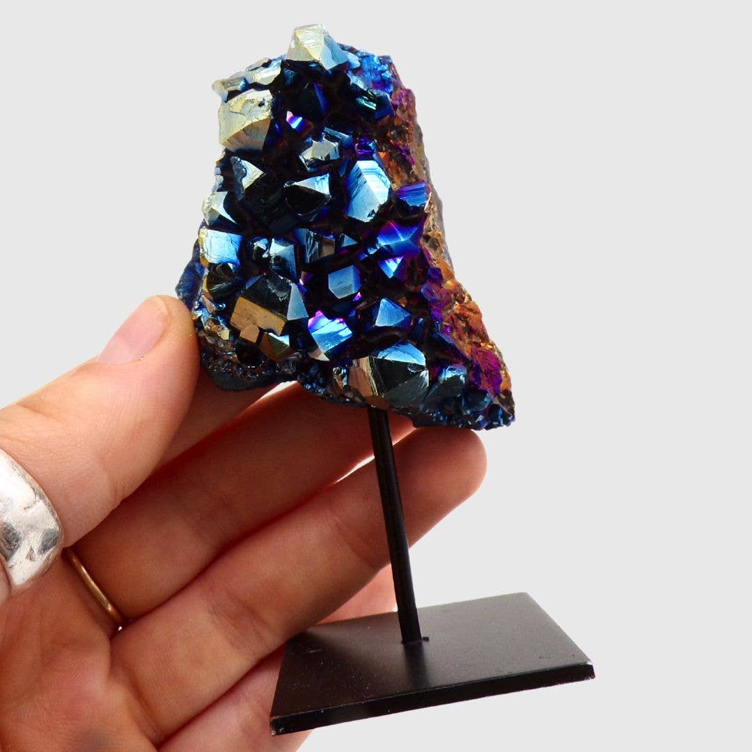 Cobalt Amethyst on Metal Stand