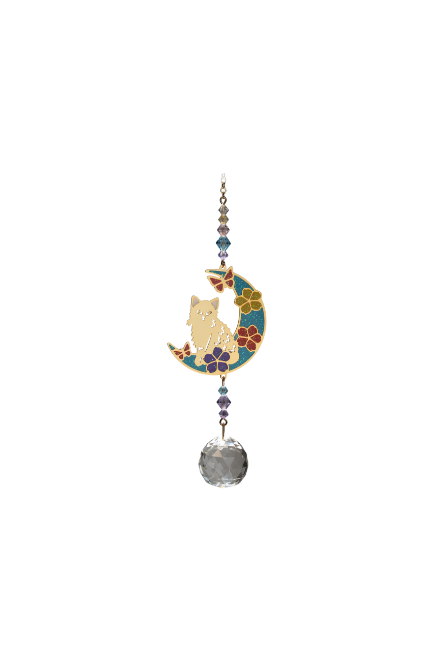 Kitty On Moon Charm