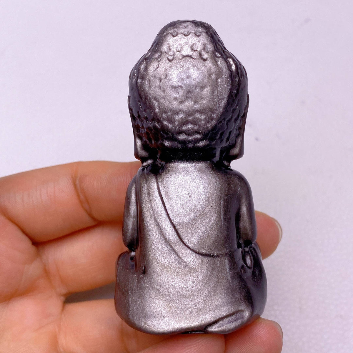 Silver Obsidian Buddha