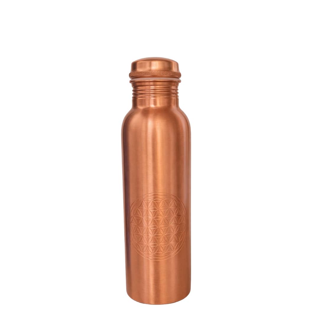 Pure Copper Water Bottle (Flower of Life, 850ml)