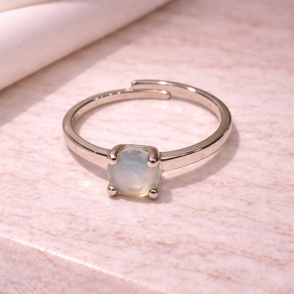 Opalite Silver-Plated Adjustable Ring