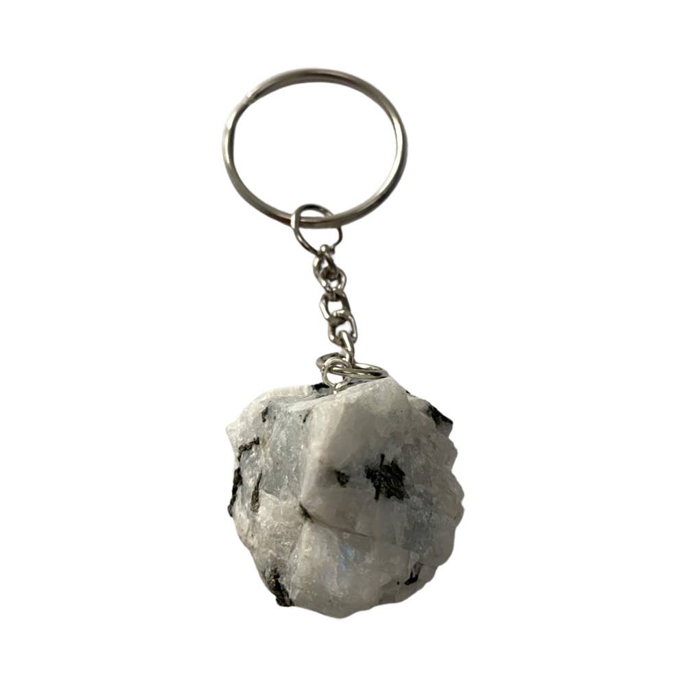 Raw Rainbow Moonstone Keyring